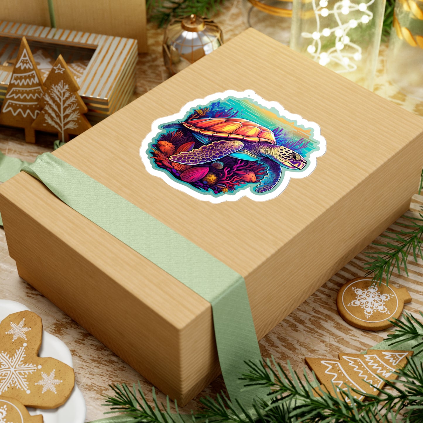 Hawksbill Haven: Coral Reef Anime Sticker