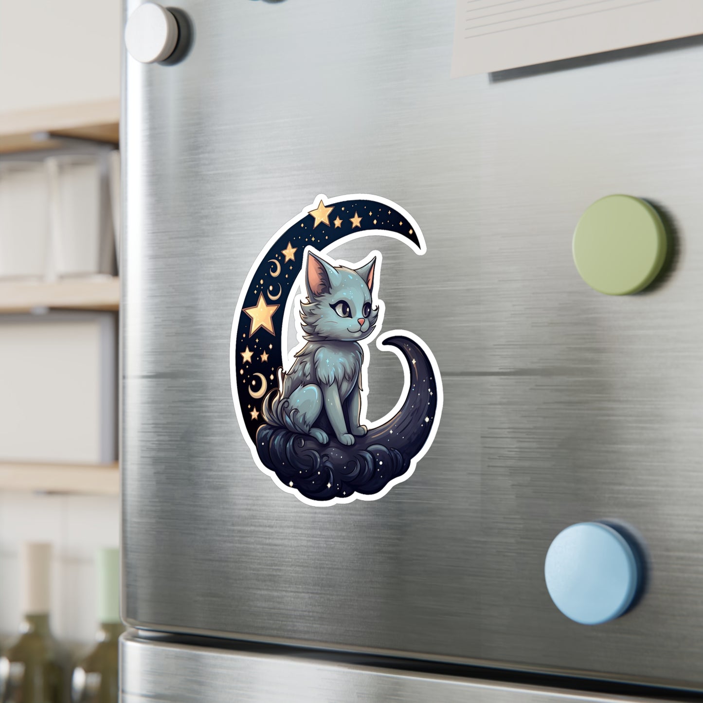 Moonlit Meow: Crescent Kitty Sticker