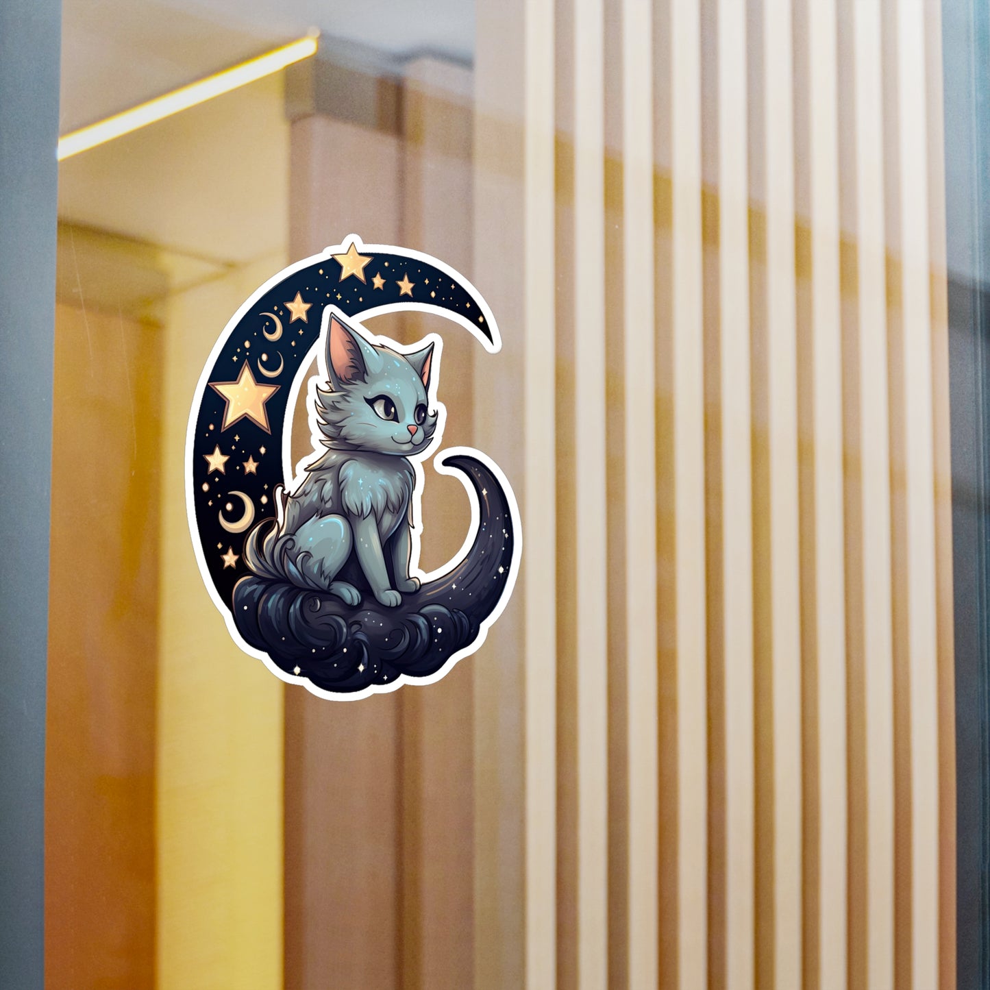 Moonlit Meow: Crescent Kitty Sticker