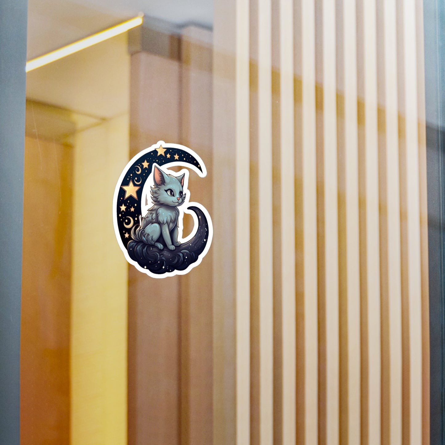 Moonlit Meow: Crescent Kitty Sticker