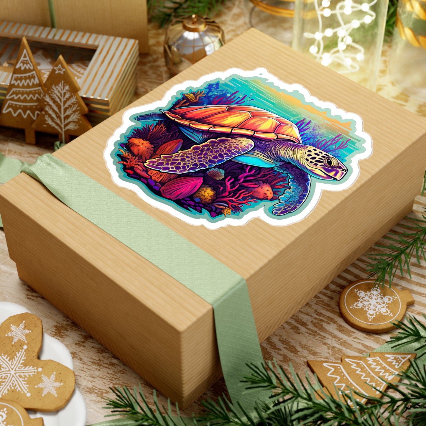 Hawksbill Haven: Coral Reef Anime Sticker