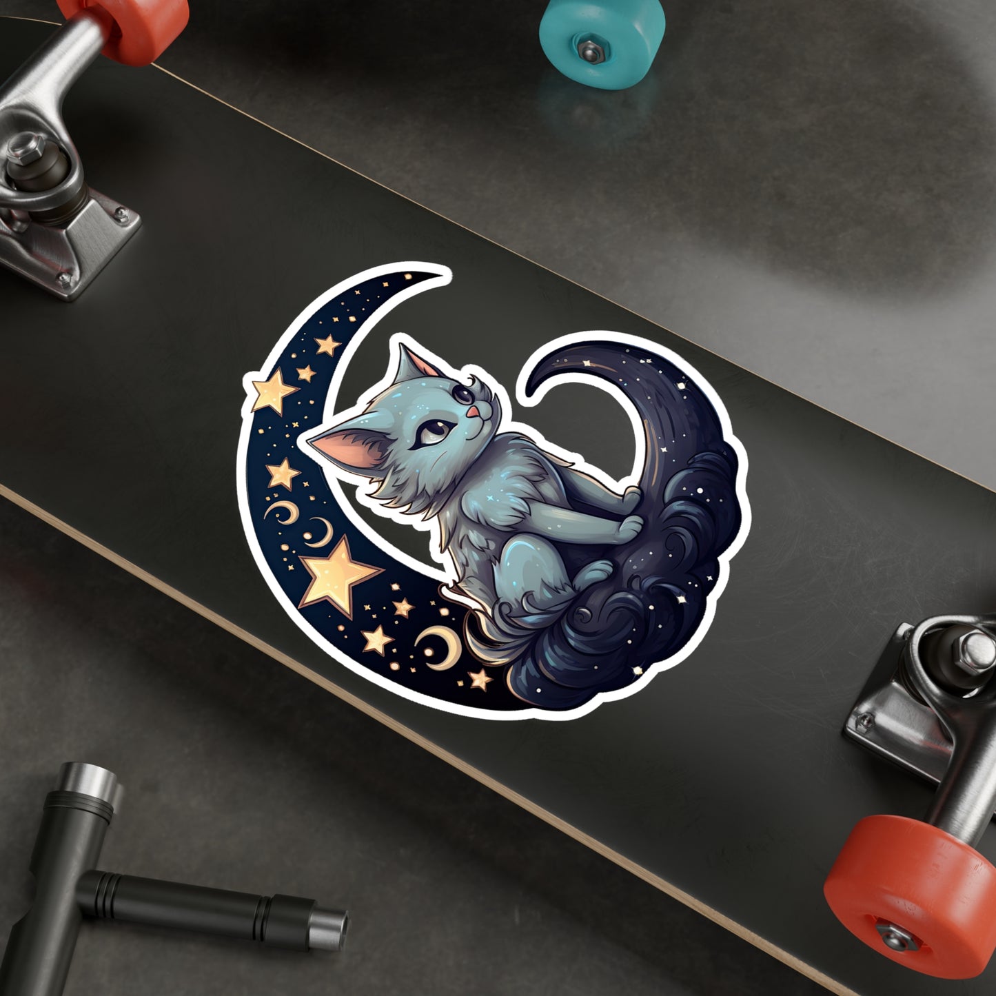 Moonlit Meow: Crescent Kitty Sticker