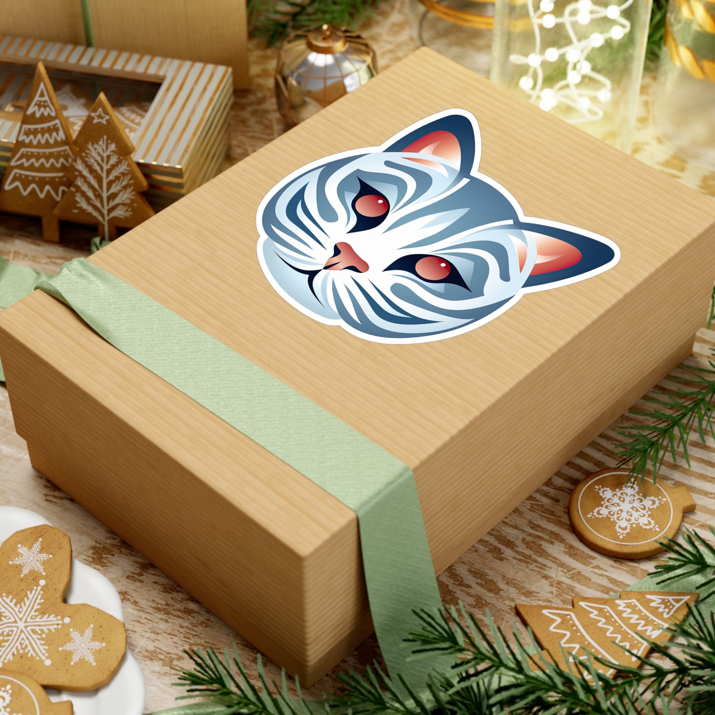 Whimsical White Kitty Sticker