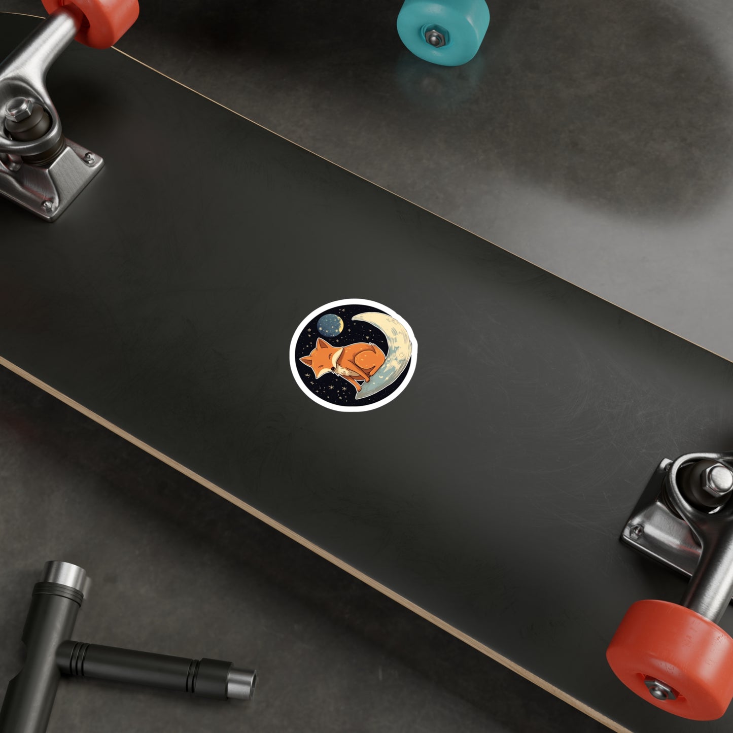 Adorable Fox on Moon Sticker