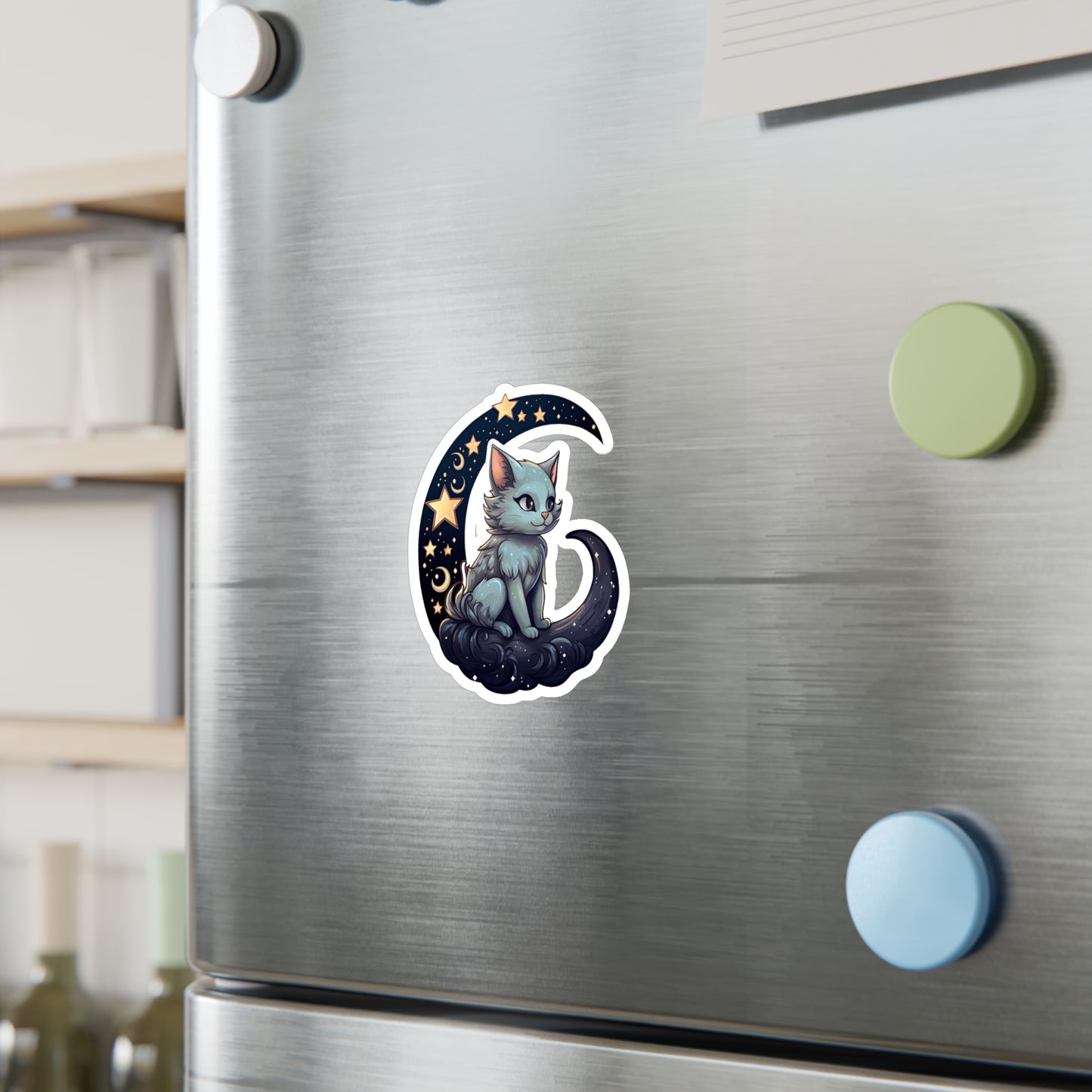 Moonlit Meow: Crescent Kitty Sticker