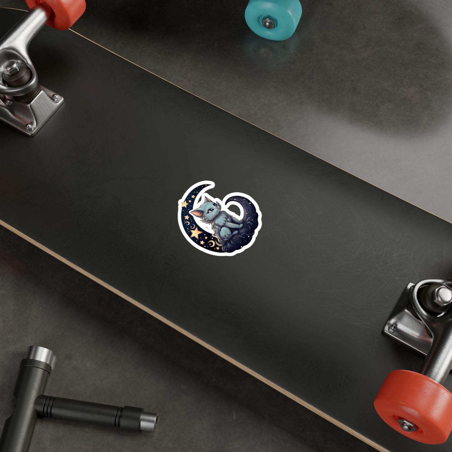 Moonlit Meow: Crescent Kitty Sticker