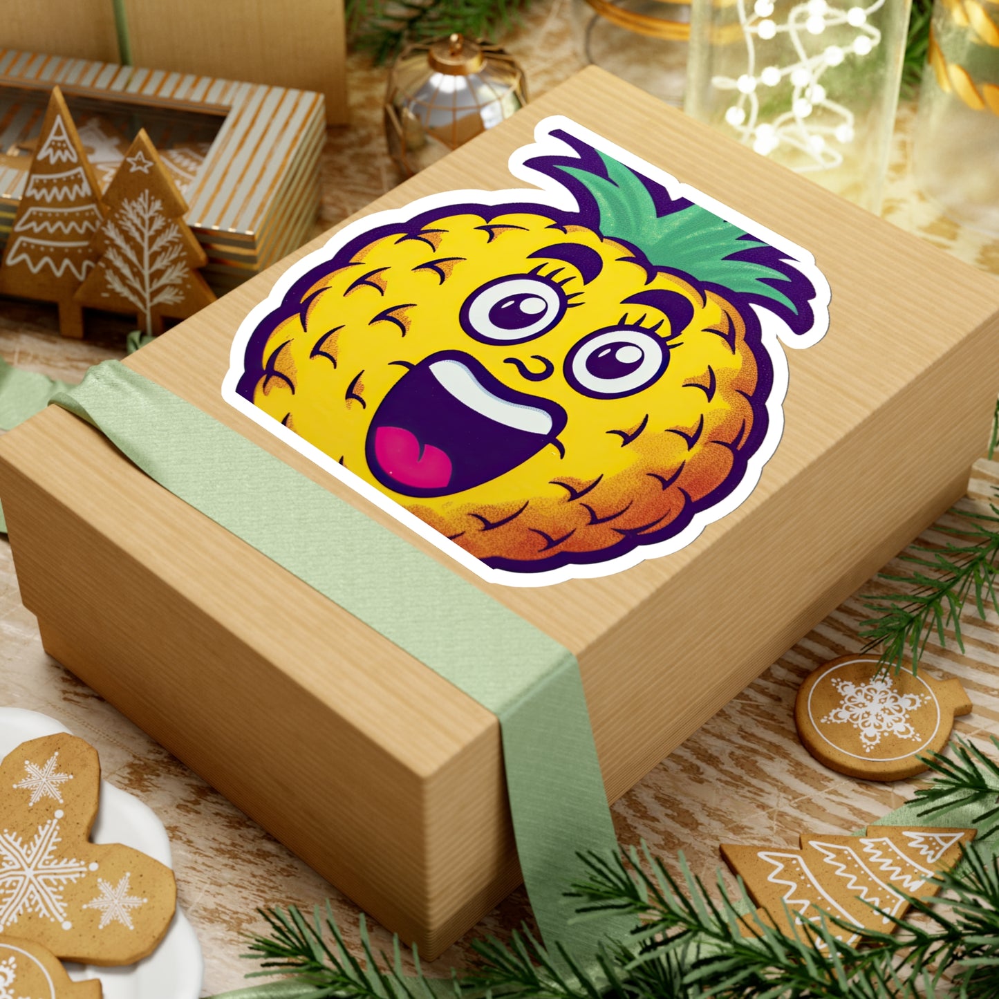 Pineapple Paradise: Vintage Pop Art Cartoon Sticker