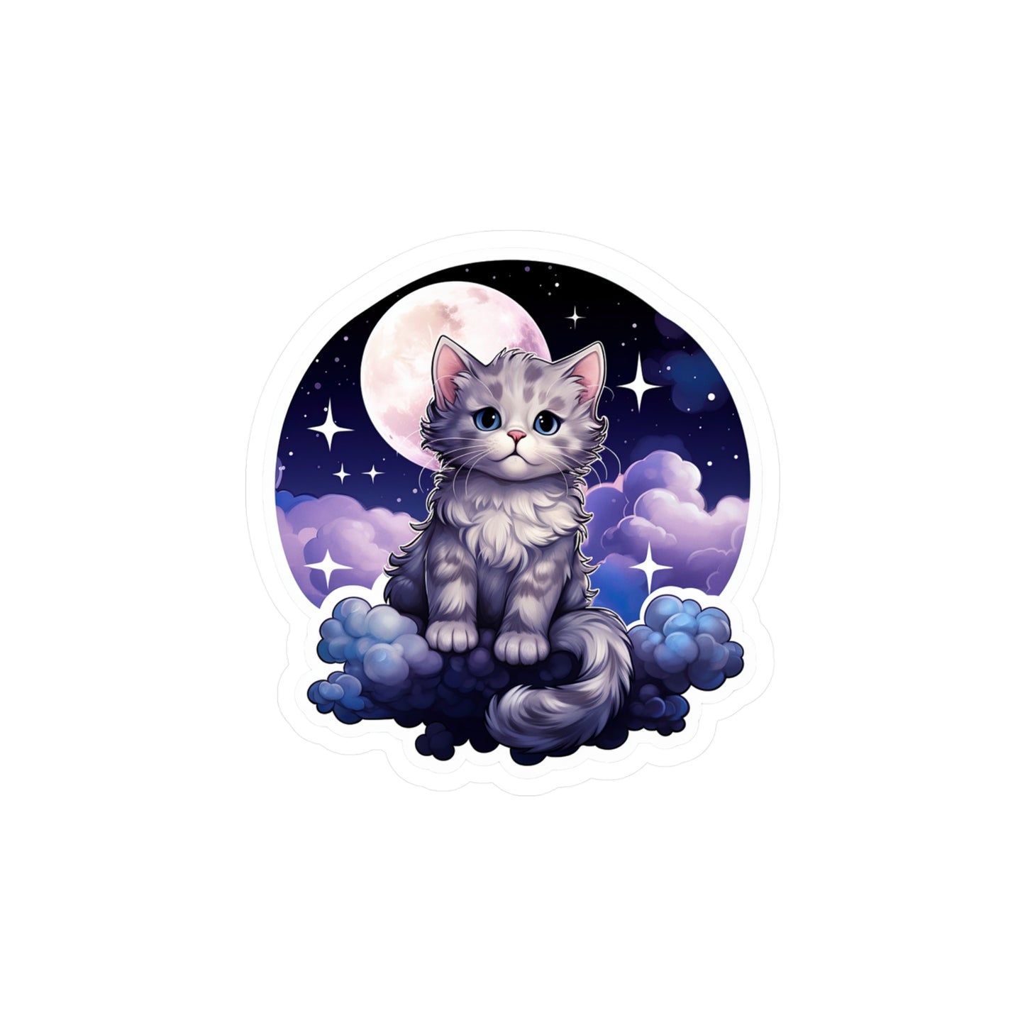 Whimsical Lunar Kitty Sticker
