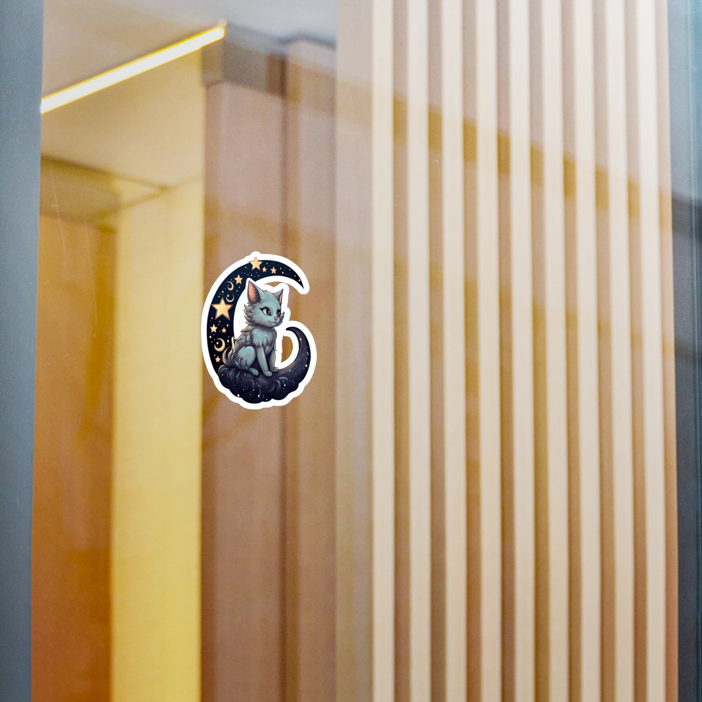 Moonlit Meow: Crescent Kitty Sticker