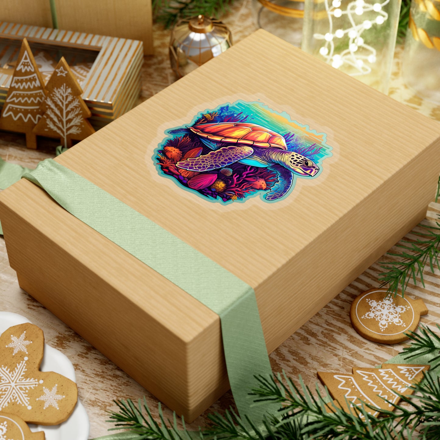 Hawksbill Haven: Coral Reef Anime Sticker