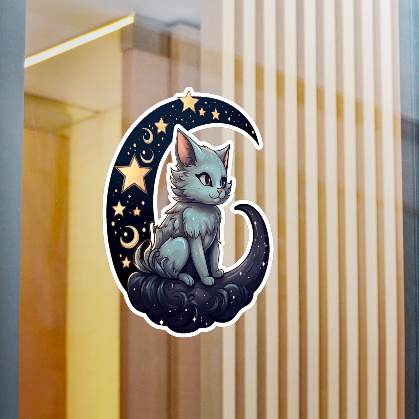 Moonlit Meow: Crescent Kitty Sticker