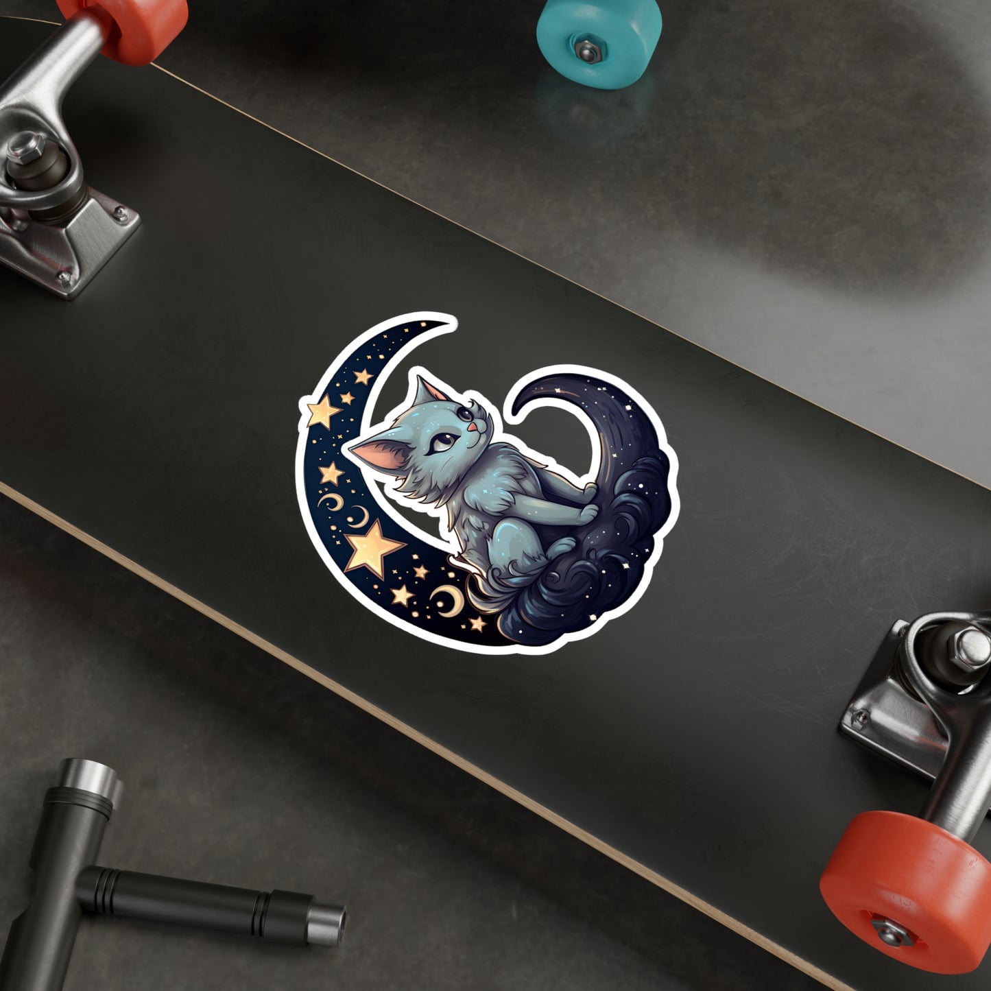 Moonlit Meow: Crescent Kitty Sticker