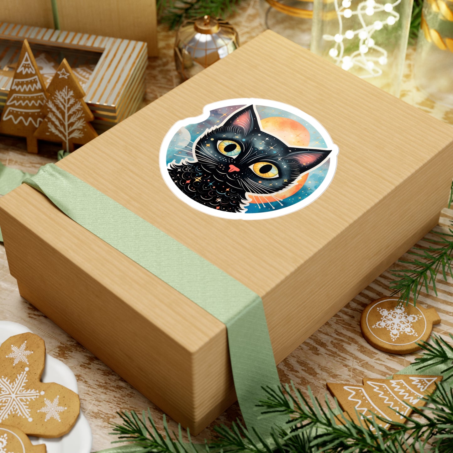 Whimsical Lunar Kitty Sticker