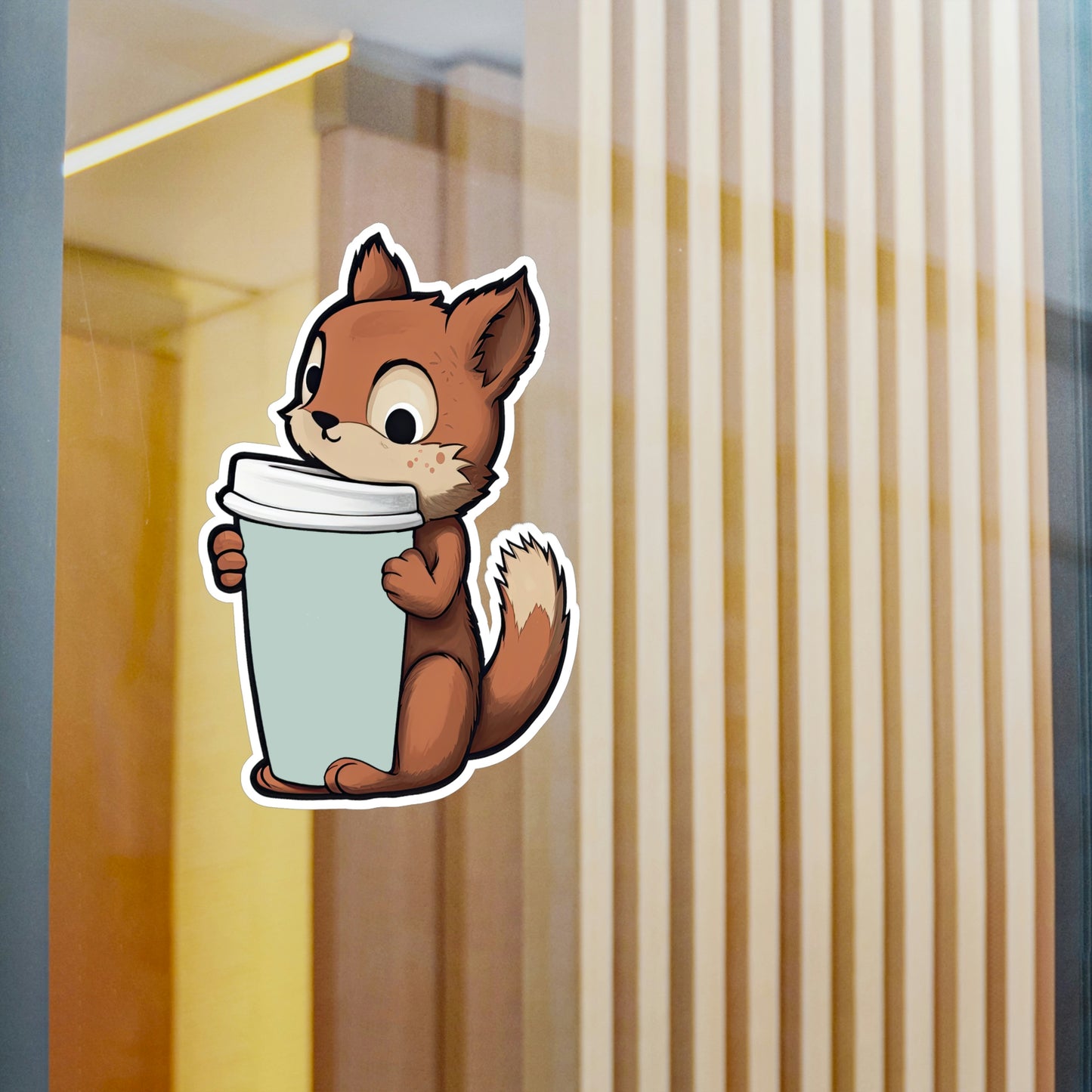 Adorable Squirrel with Tiny Coffee Cup Sticker - Perfect for Laptops, Water Bottles & More | Cute, Unique & High-Quality