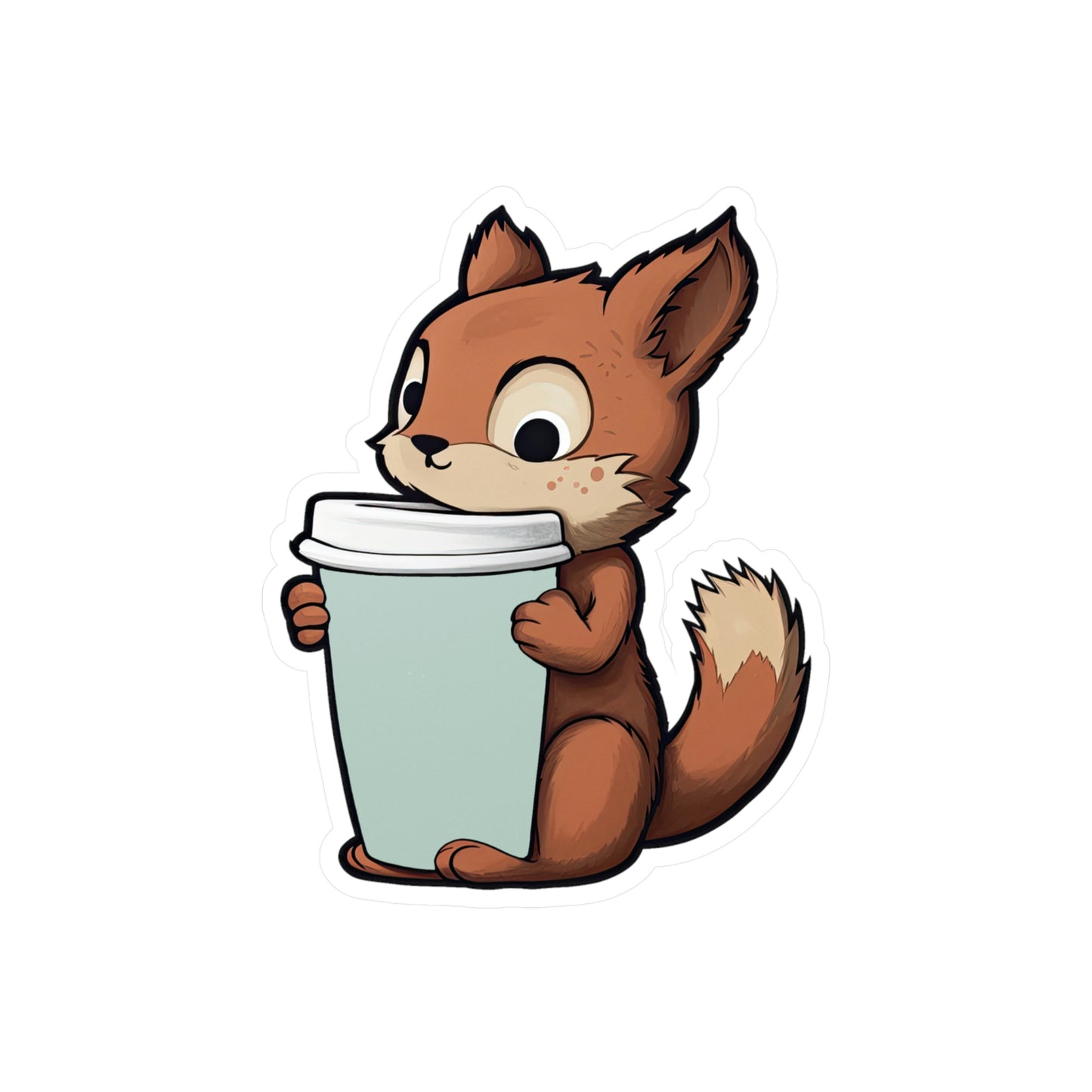 Adorable Squirrel with Tiny Coffee Cup Sticker - Perfect for Laptops, Water Bottles & More | Cute, Unique & High-Quality