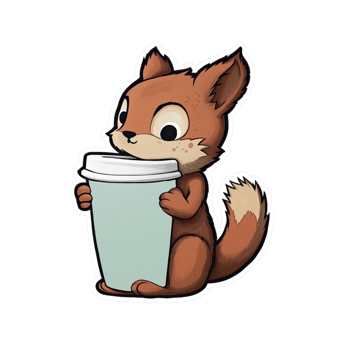 Adorable Squirrel with Tiny Coffee Cup Sticker - Perfect for Laptops, Water Bottles & More | Cute, Unique & High-Quality
