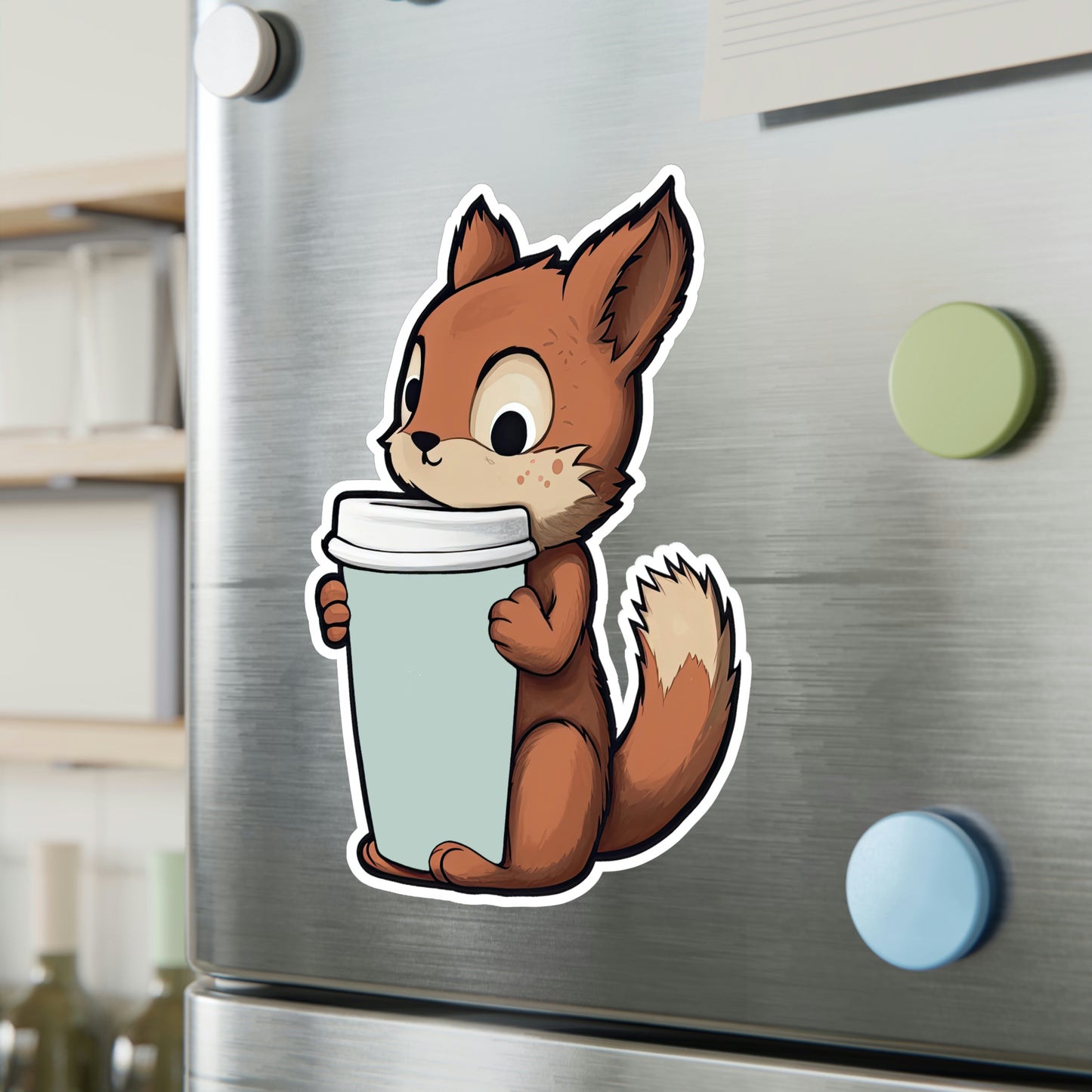 Adorable Squirrel with Tiny Coffee Cup Sticker - Perfect for Laptops, Water Bottles & More | Cute, Unique & High-Quality