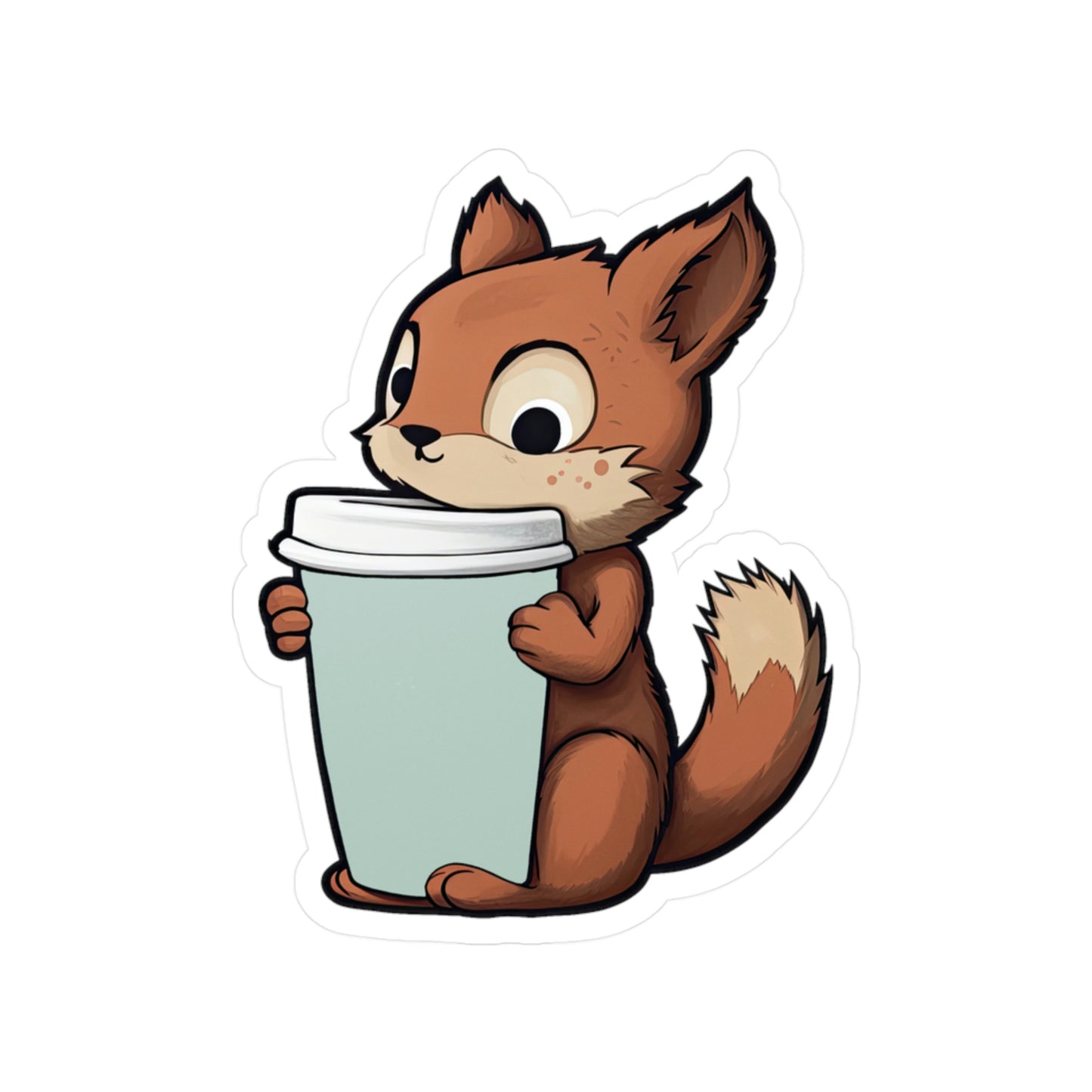 Adorable Squirrel with Tiny Coffee Cup Sticker - Perfect for Laptops, Water Bottles & More | Cute, Unique & High-Quality
