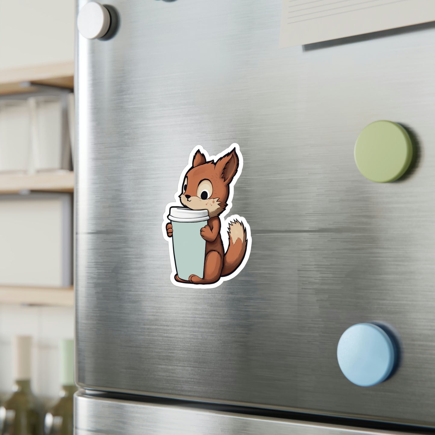 Adorable Squirrel with Tiny Coffee Cup Sticker - Perfect for Laptops, Water Bottles & More | Cute, Unique & High-Quality