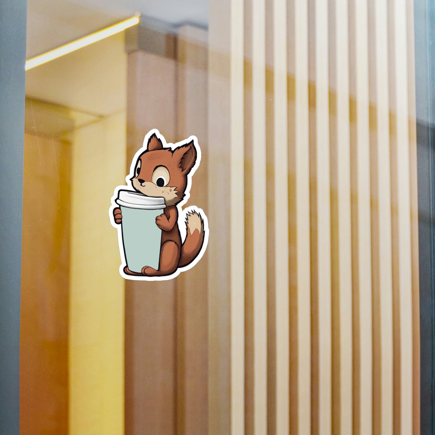Adorable Squirrel with Tiny Coffee Cup Sticker - Perfect for Laptops, Water Bottles & More | Cute, Unique & High-Quality