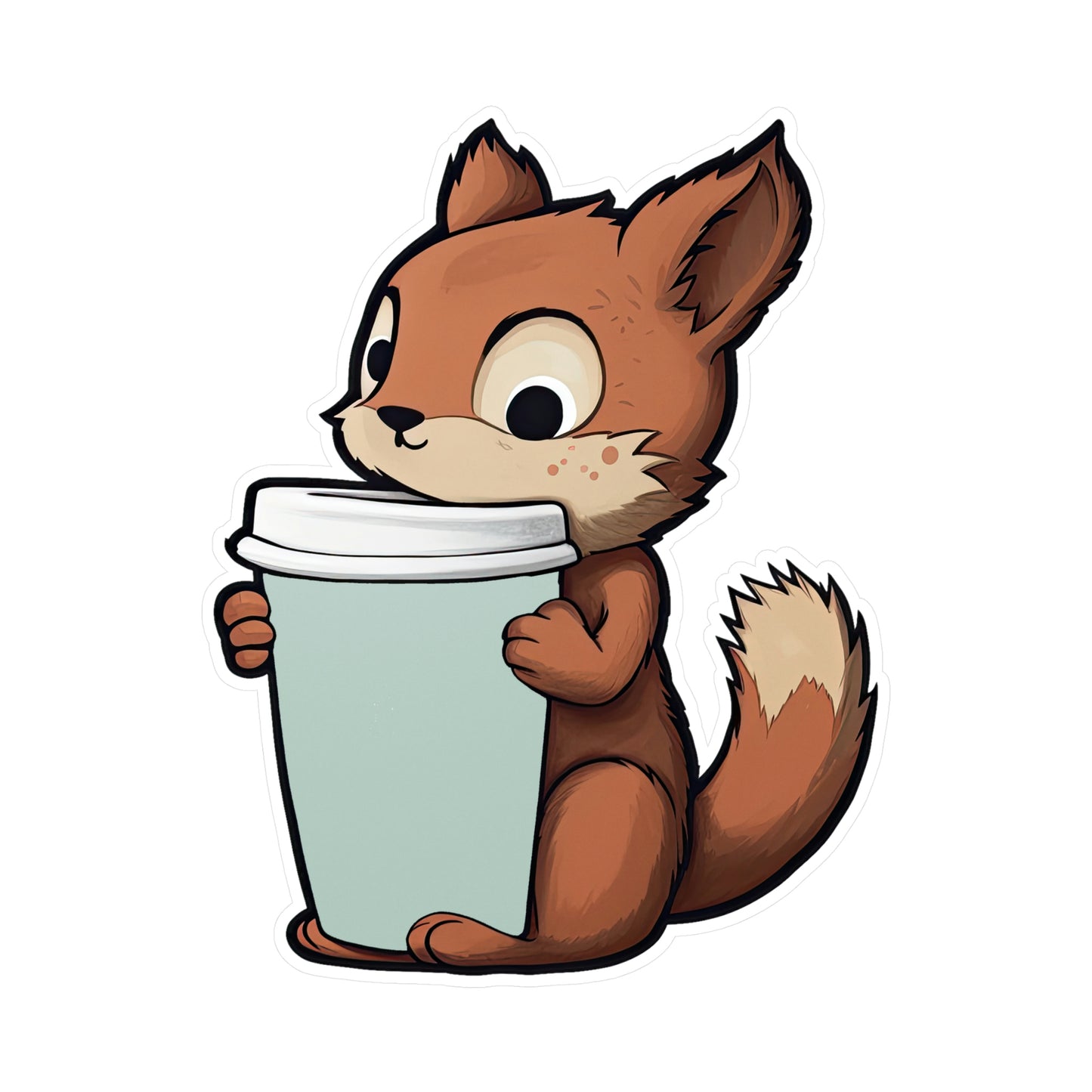 Adorable Squirrel with Tiny Coffee Cup Sticker - Perfect for Laptops, Water Bottles & More | Cute, Unique & High-Quality
