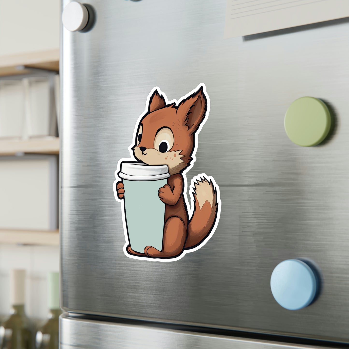 Adorable Squirrel with Tiny Coffee Cup Sticker - Perfect for Laptops, Water Bottles & More | Cute, Unique & High-Quality
