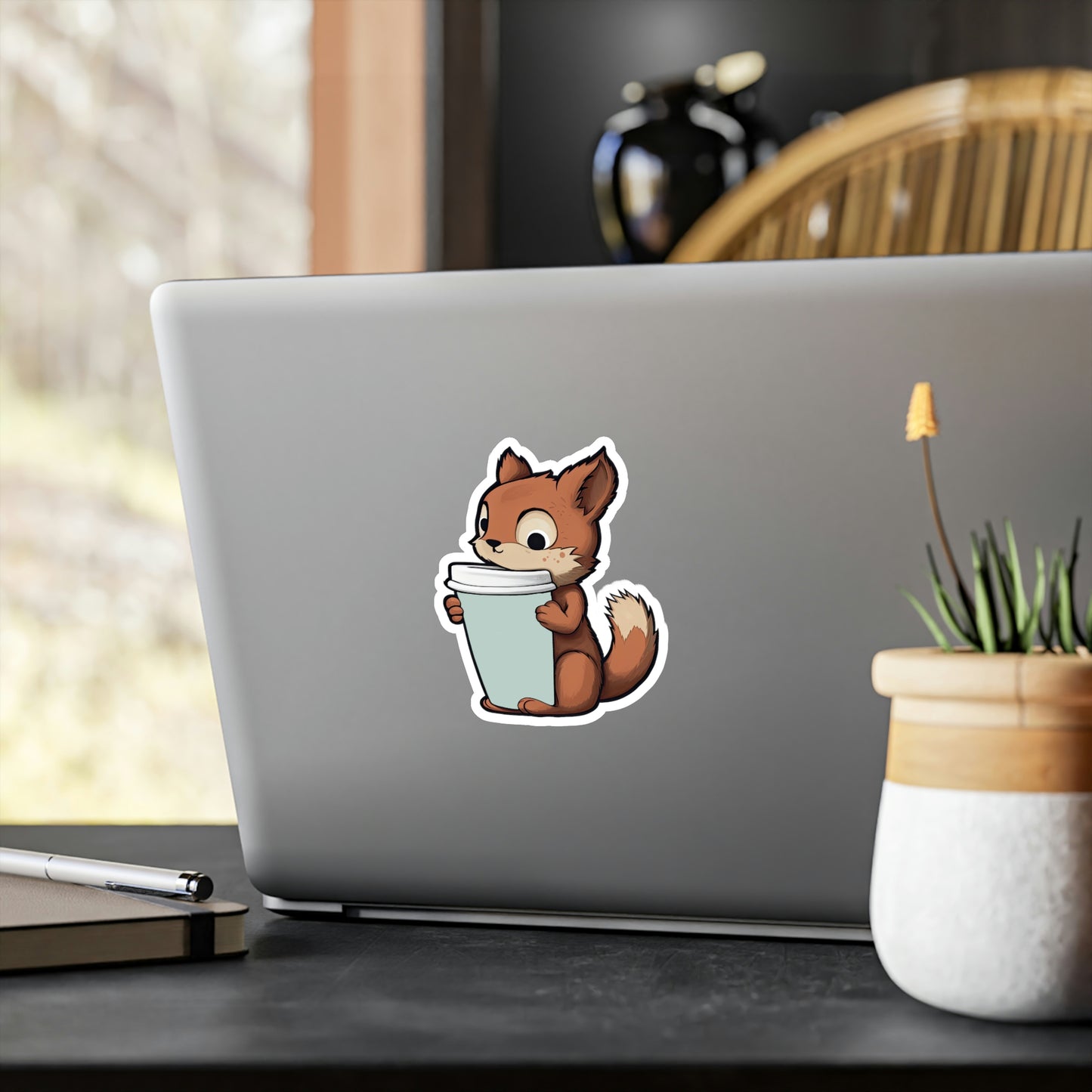Adorable Squirrel with Tiny Coffee Cup Sticker - Perfect for Laptops, Water Bottles & More | Cute, Unique & High-Quality