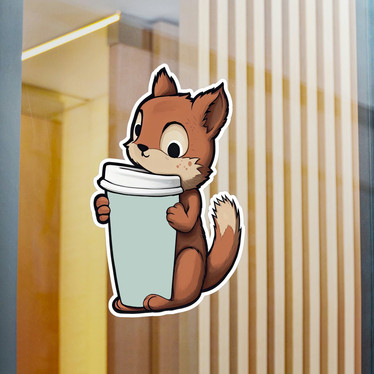Adorable Squirrel with Tiny Coffee Cup Sticker - Perfect for Laptops, Water Bottles & More | Cute, Unique & High-Quality