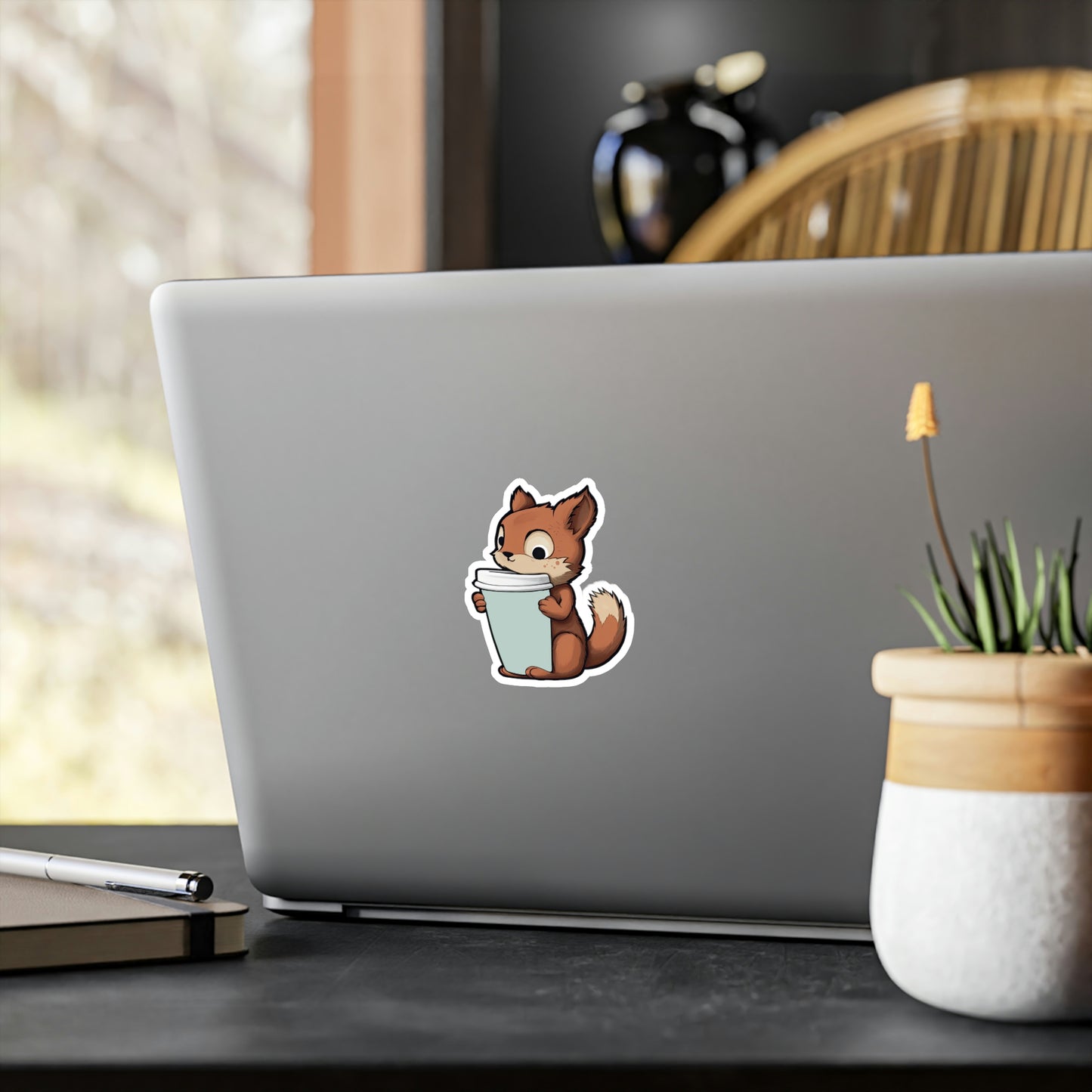 Adorable Squirrel with Tiny Coffee Cup Sticker - Perfect for Laptops, Water Bottles & More | Cute, Unique & High-Quality