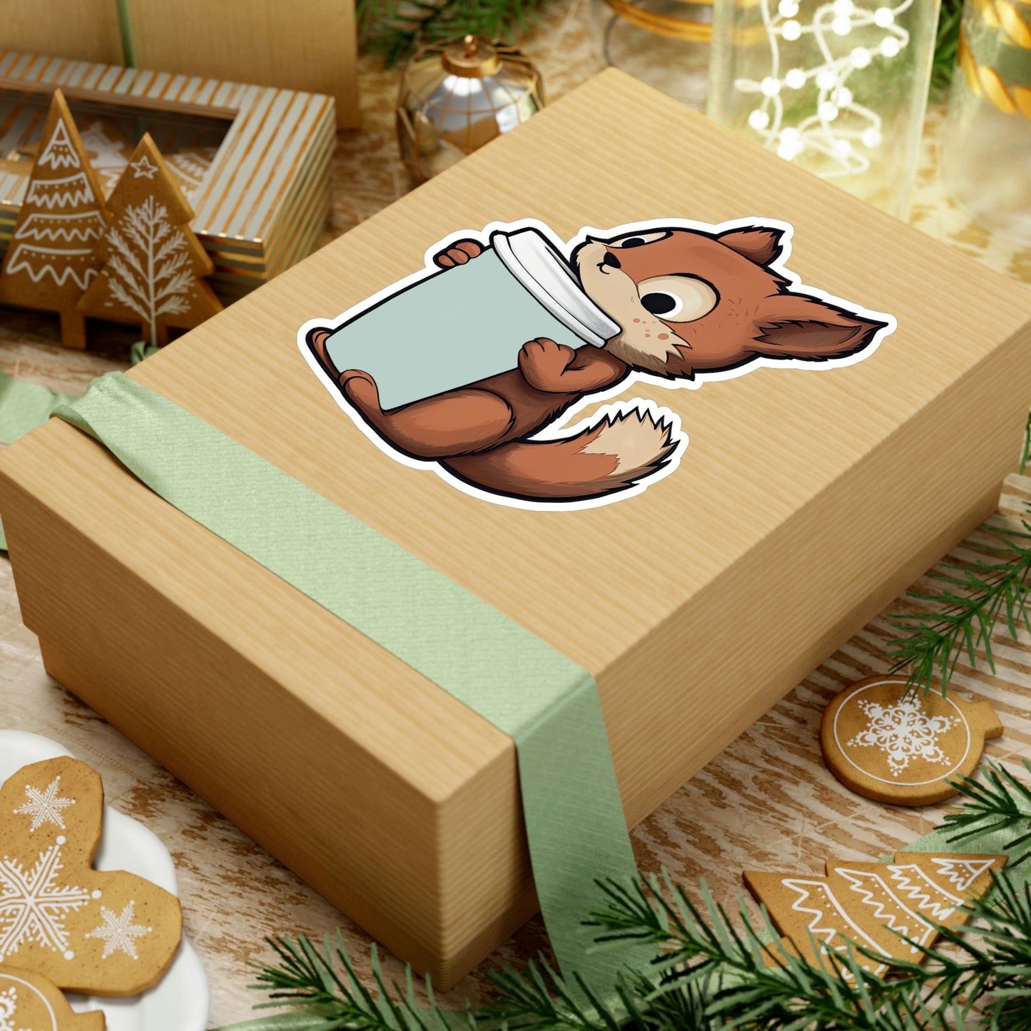Adorable Squirrel with Tiny Coffee Cup Sticker - Perfect for Laptops, Water Bottles & More | Cute, Unique & High-Quality