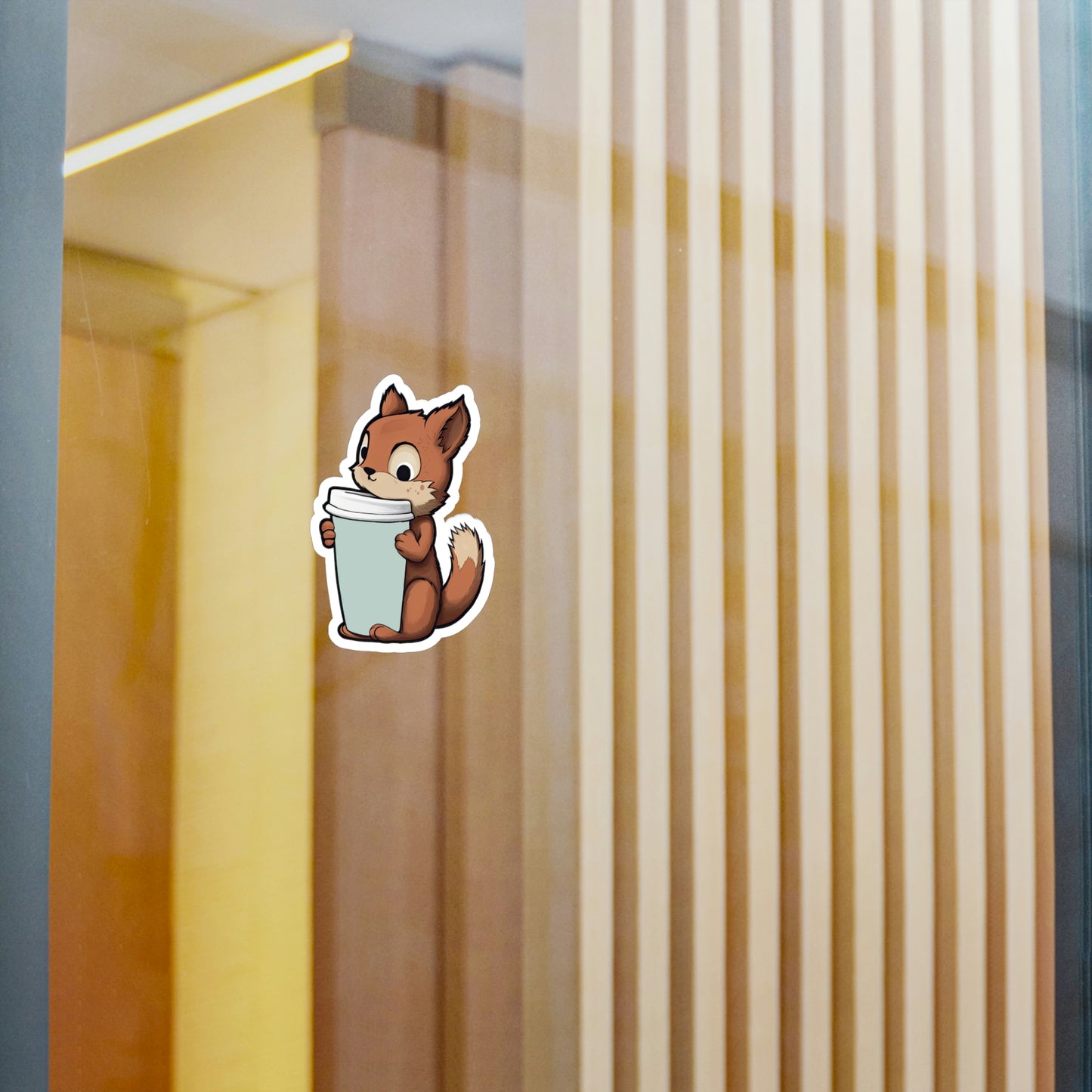 Adorable Squirrel with Tiny Coffee Cup Sticker - Perfect for Laptops, Water Bottles & More | Cute, Unique & High-Quality