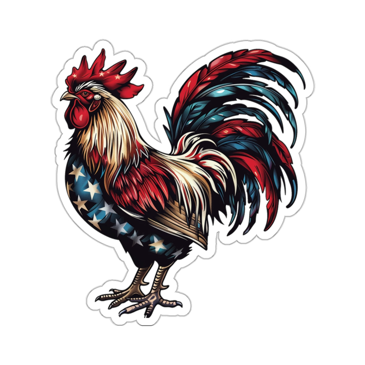 Patriotic Rooster Sticker - American Pride Collection