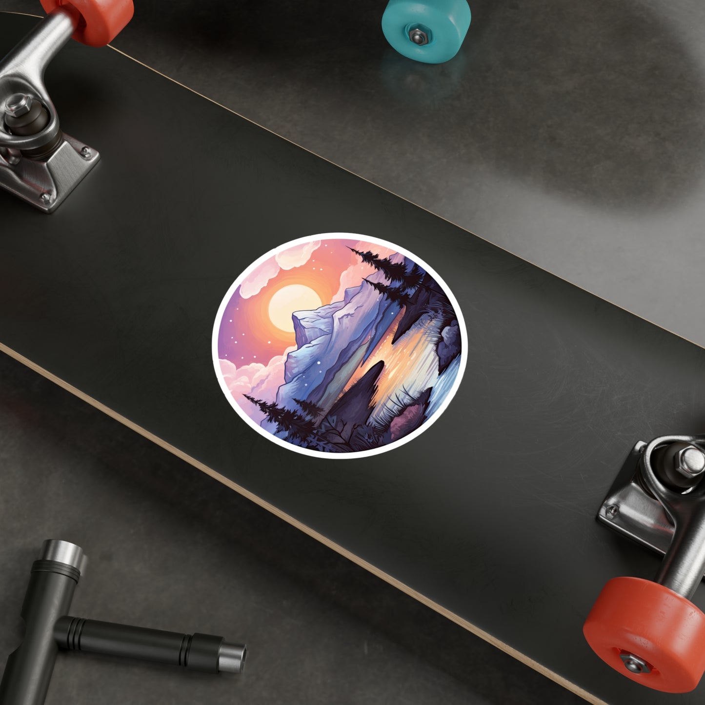 Serene Sunrise Mountain Sticker