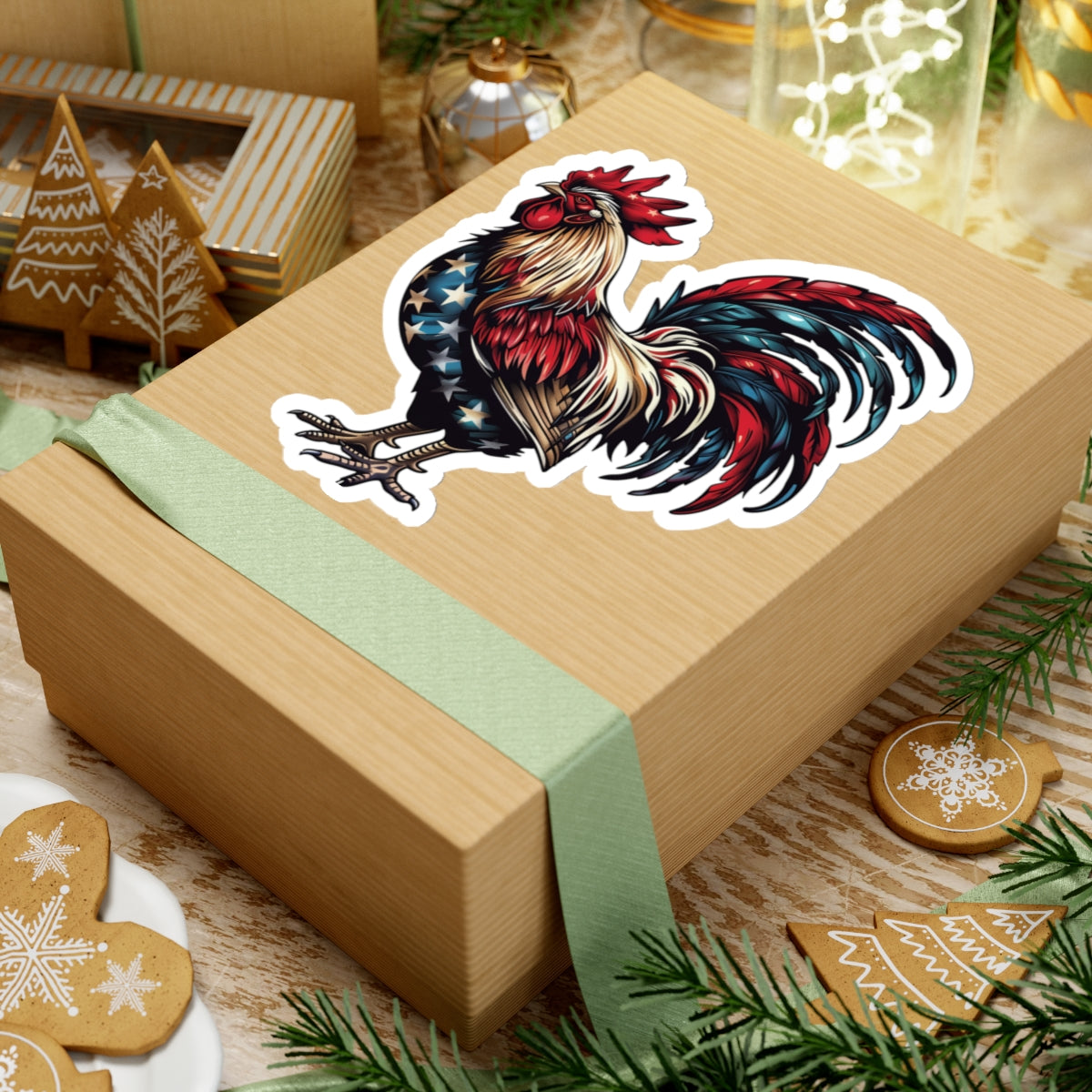 Patriotic Rooster Sticker - American Pride Collection