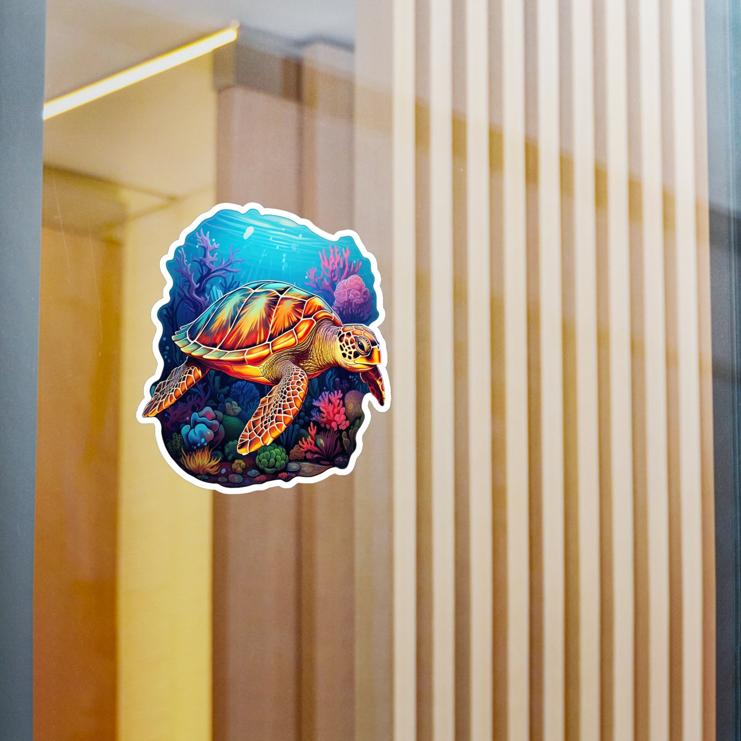 Hawksbill Harmony at Coral Reef Sticker.