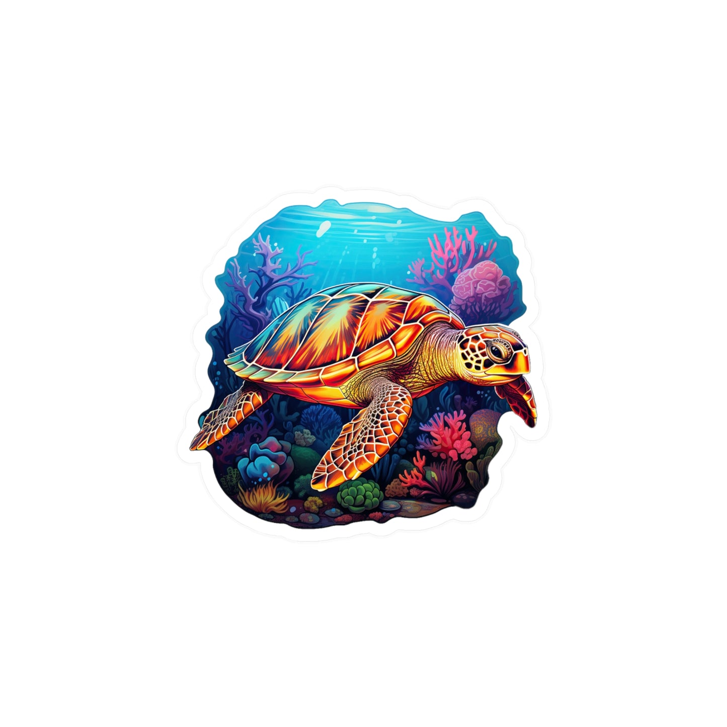 Hawksbill Harmony at Coral Reef Sticker.