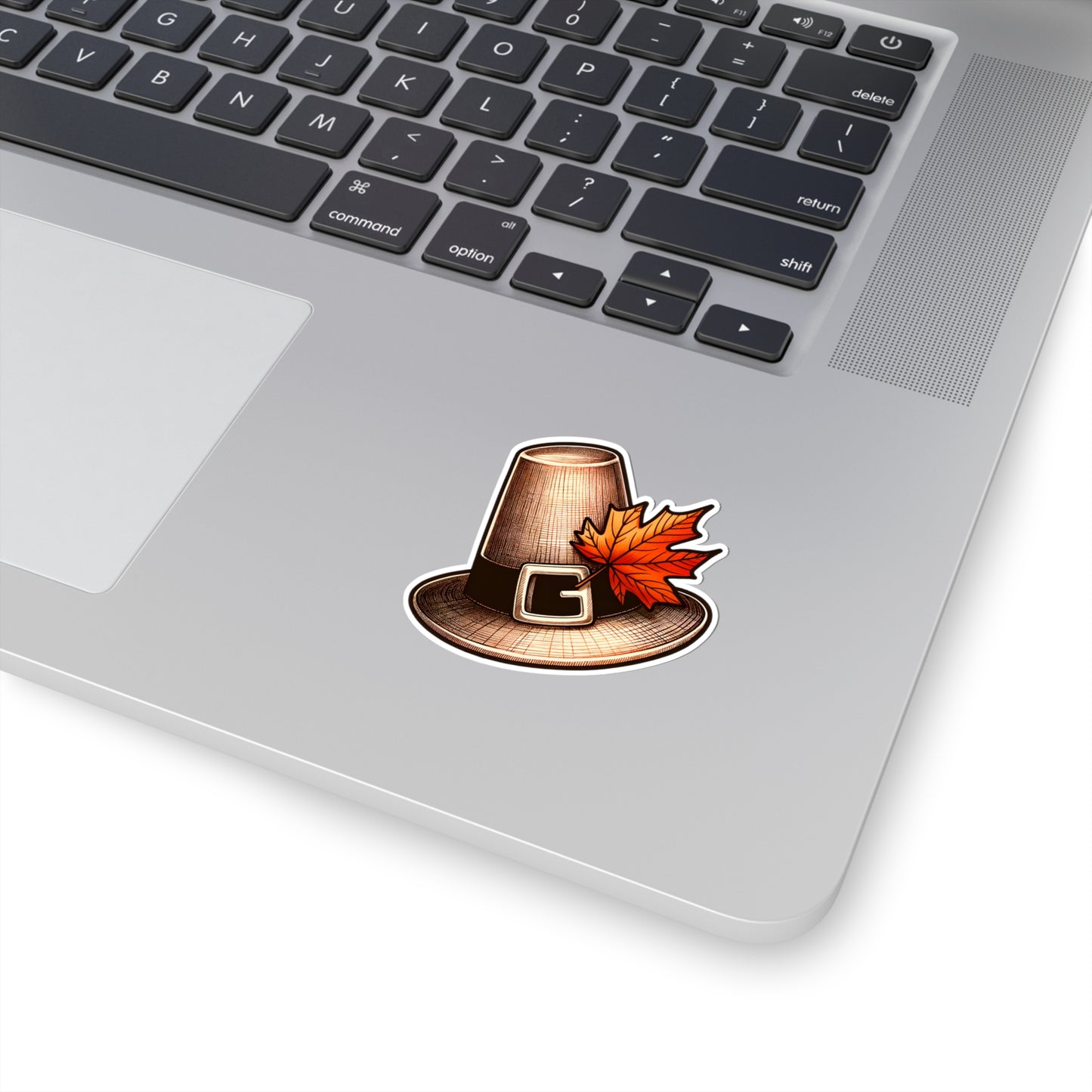 Festive Pilgrim hat + autumn leaf. Thanksgiving vibes! Sticker