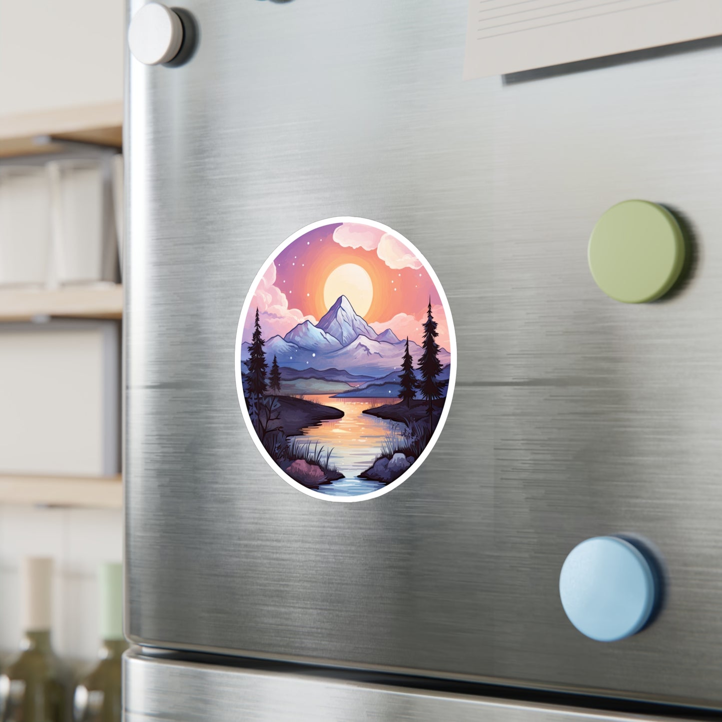 Serene Sunrise Mountain Sticker