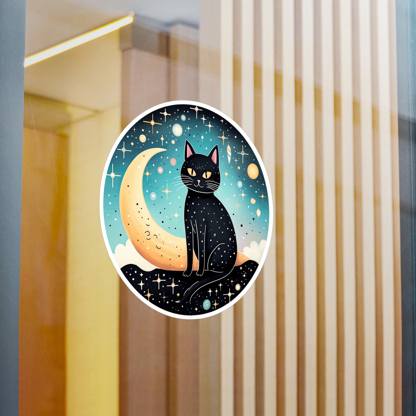 Majestic Luna Kitty on Crescent Sticker