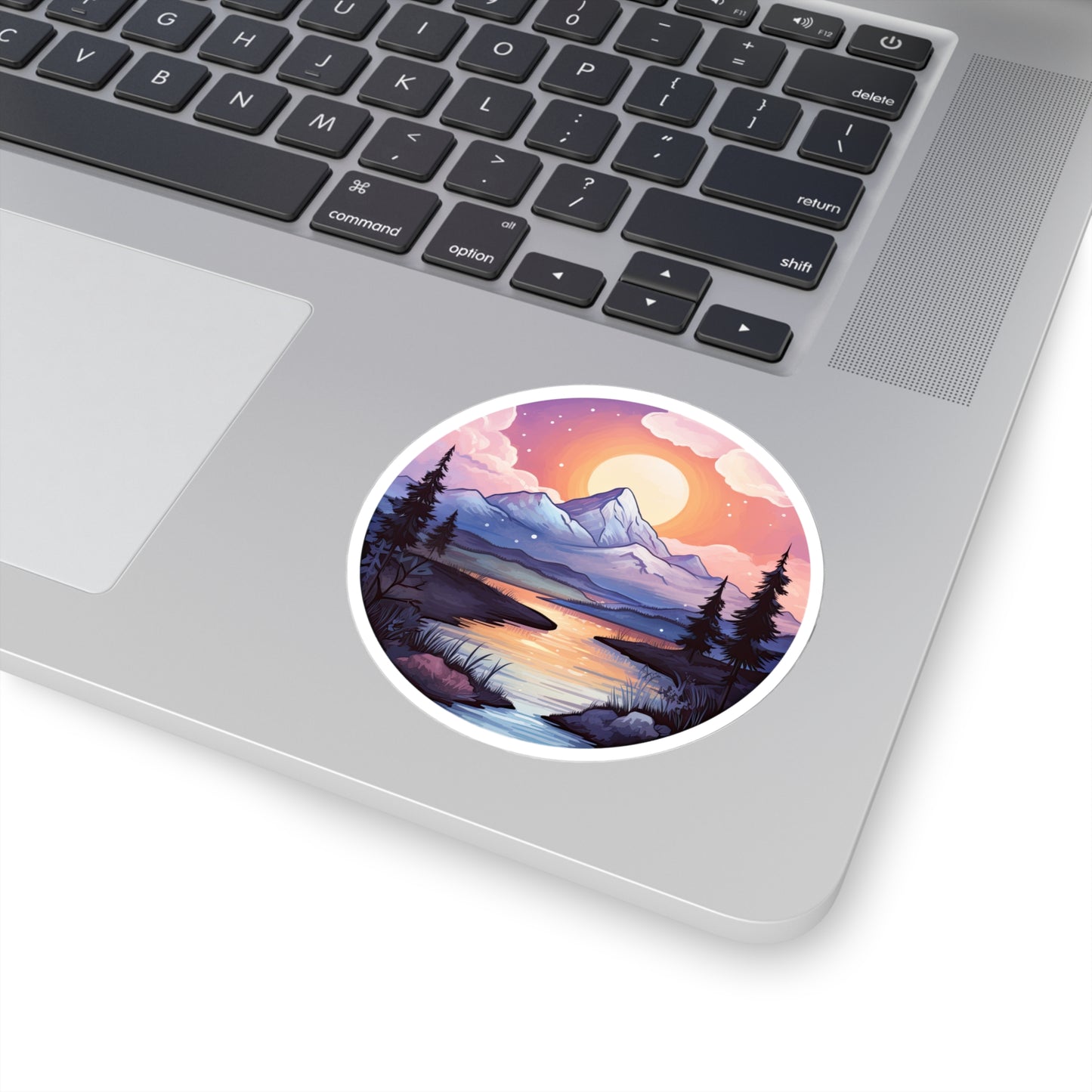 Serene Sunrise Mountain Sticker