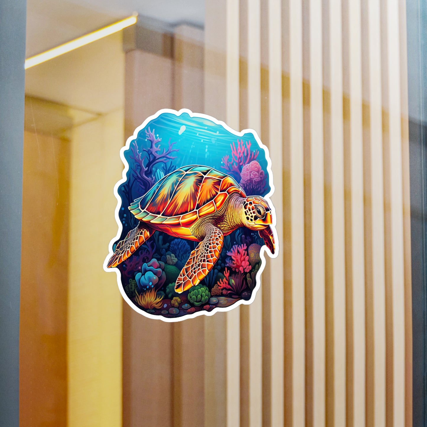 Hawksbill Harmony at Coral Reef Sticker.