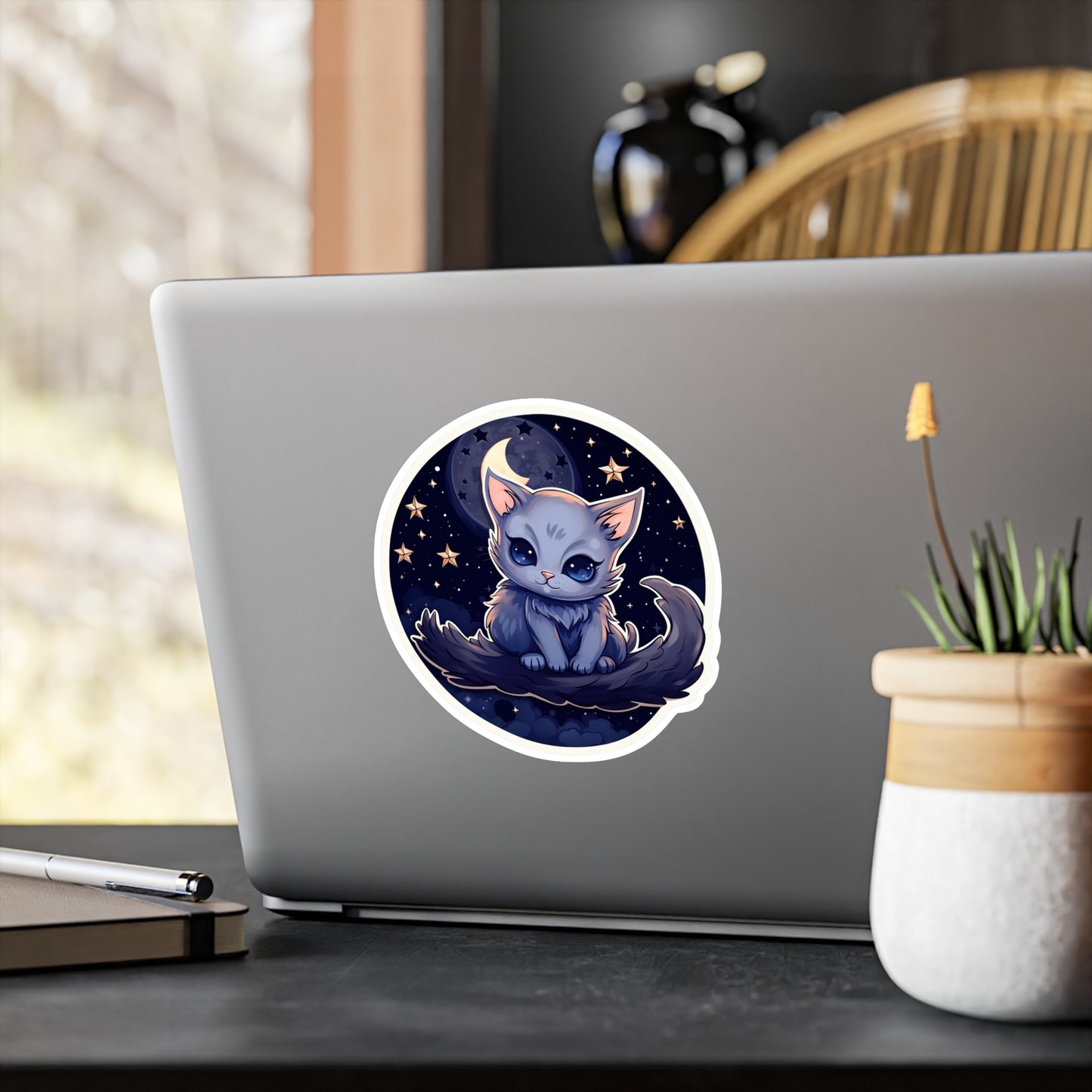 Lunar Kit-Cat on Crescent Sticker.