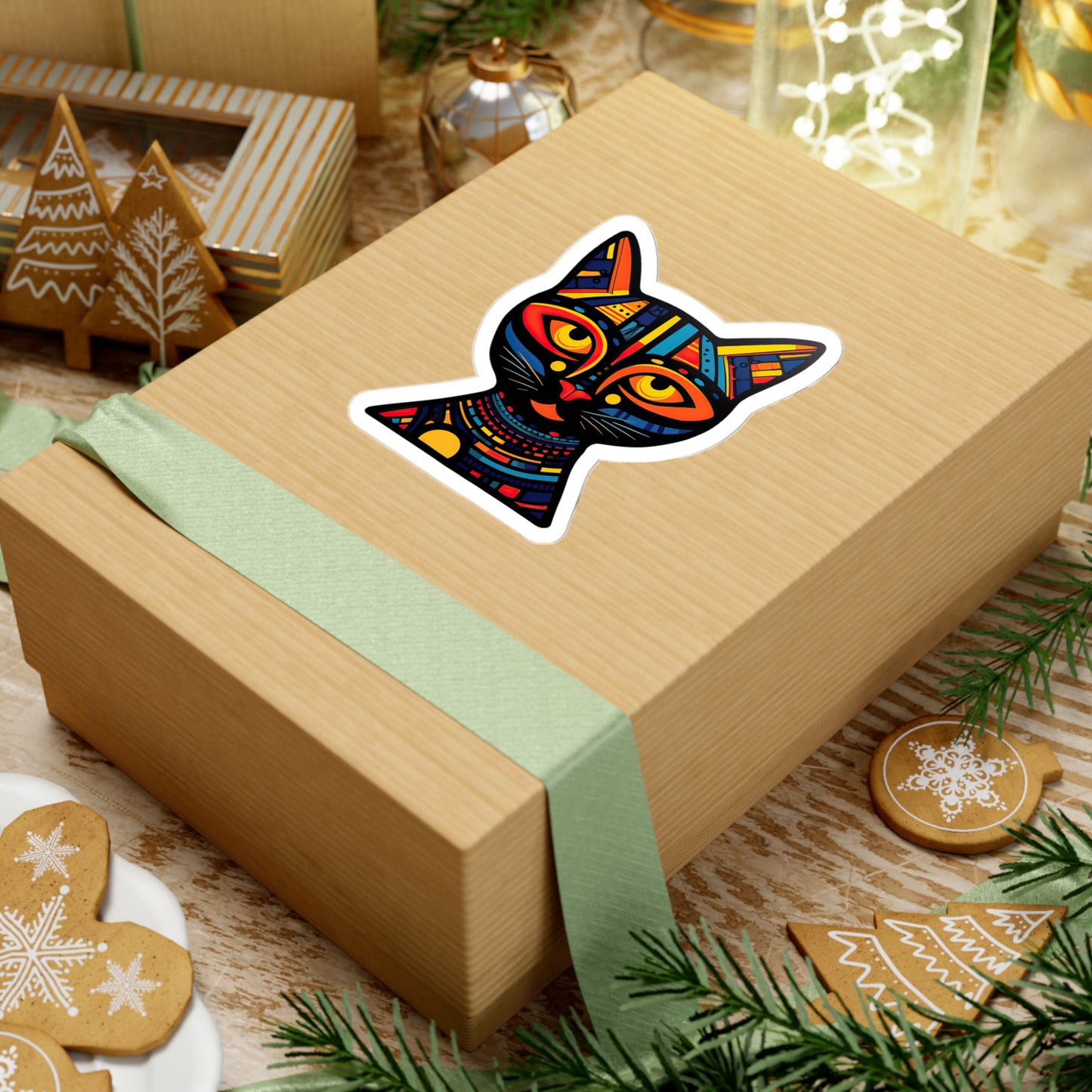 Pharaoh's Feline: Adorable Egyptian Cat Sticker Sticker.