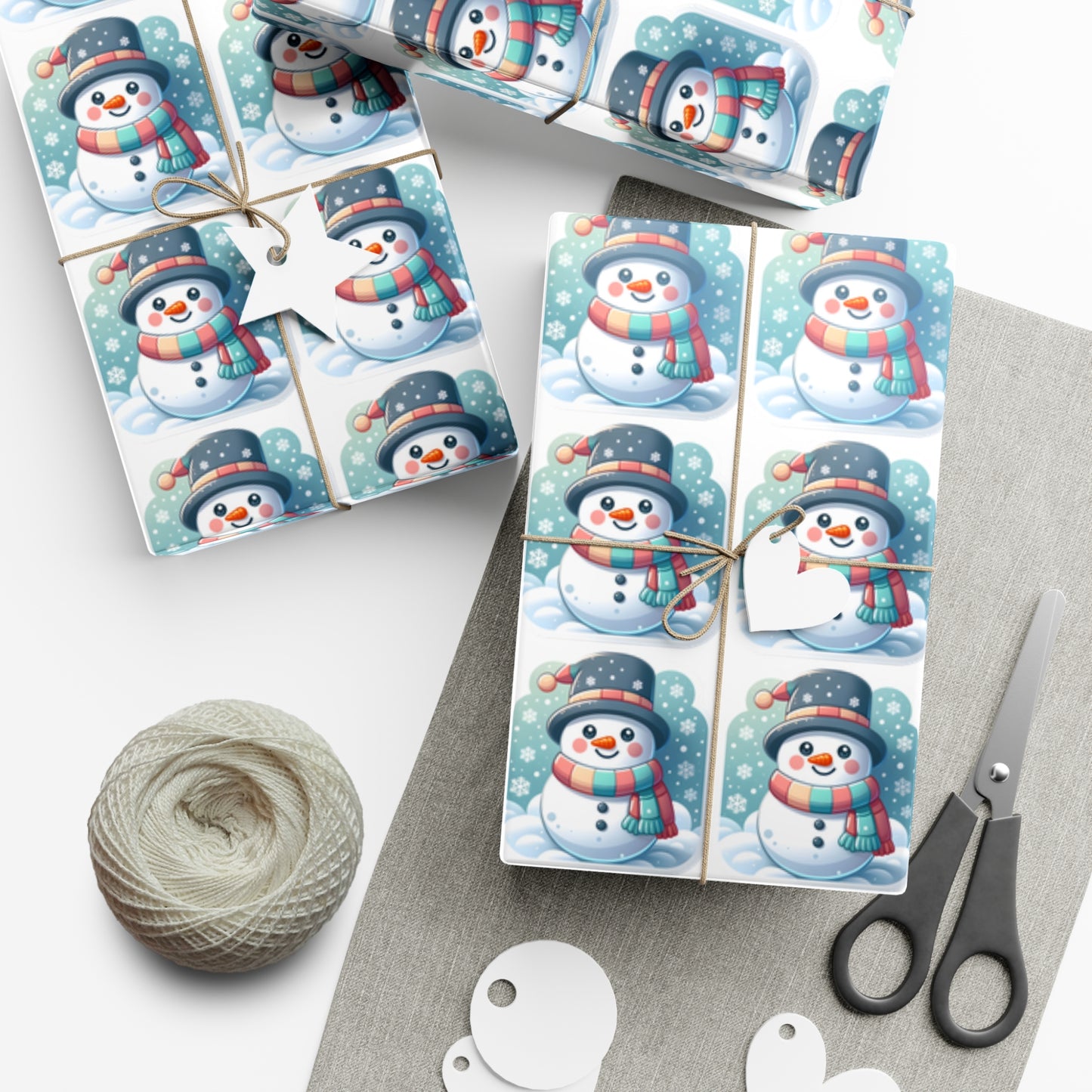 Enchanted Snowman Delight - Pastel Winter Wonderland Wrapping Paper