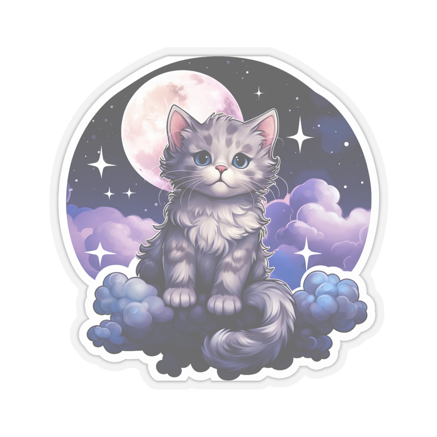 Whimsical Lunar Kitty Sticker