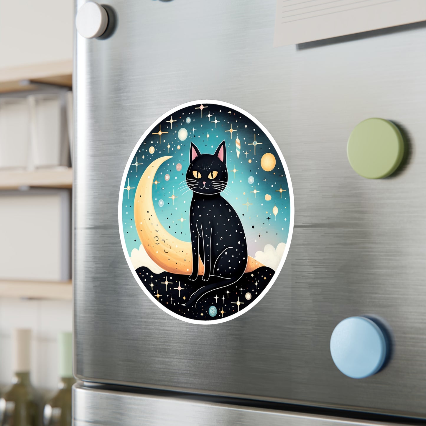 Majestic Luna Kitty on Crescent Sticker