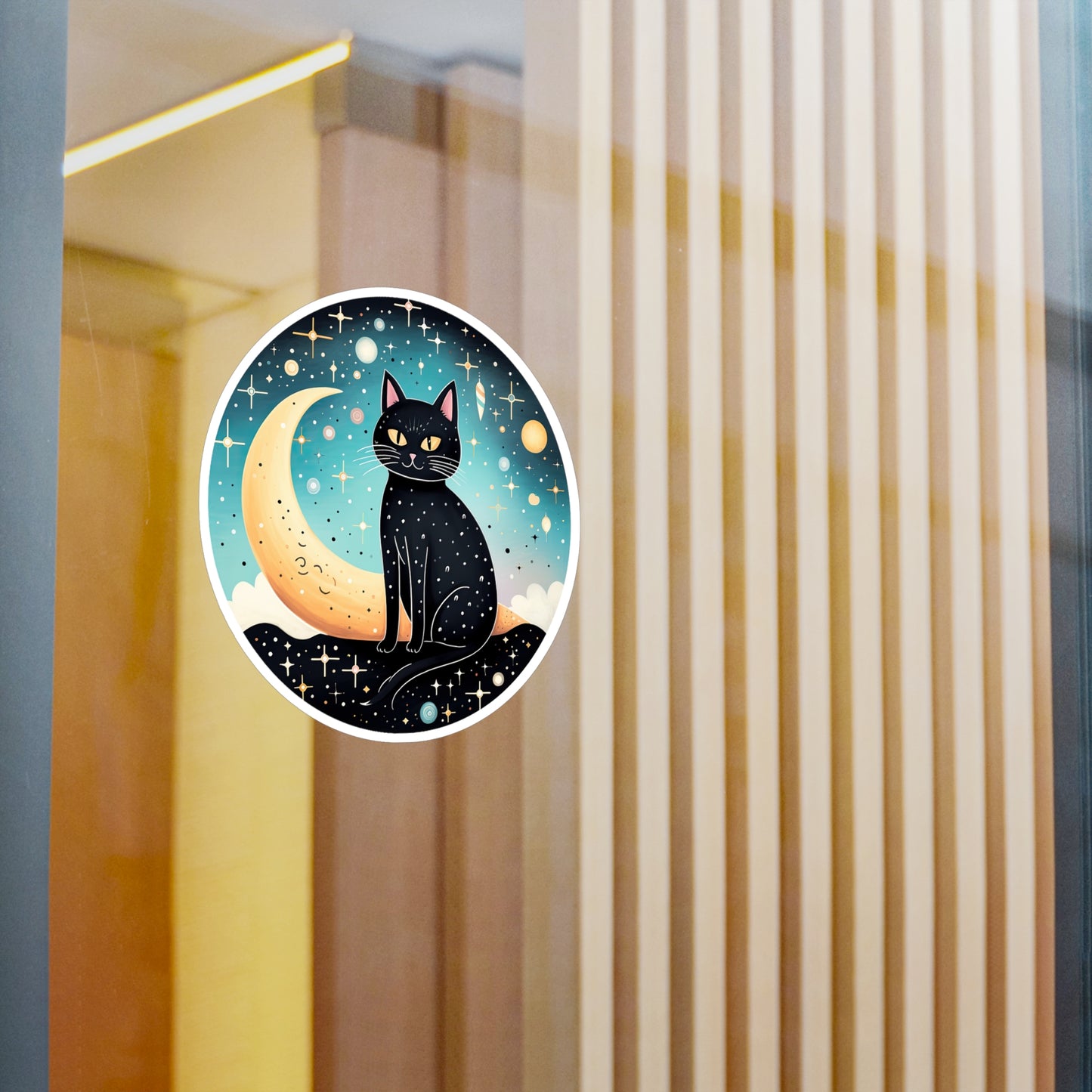 Majestic Luna Kitty on Crescent Sticker