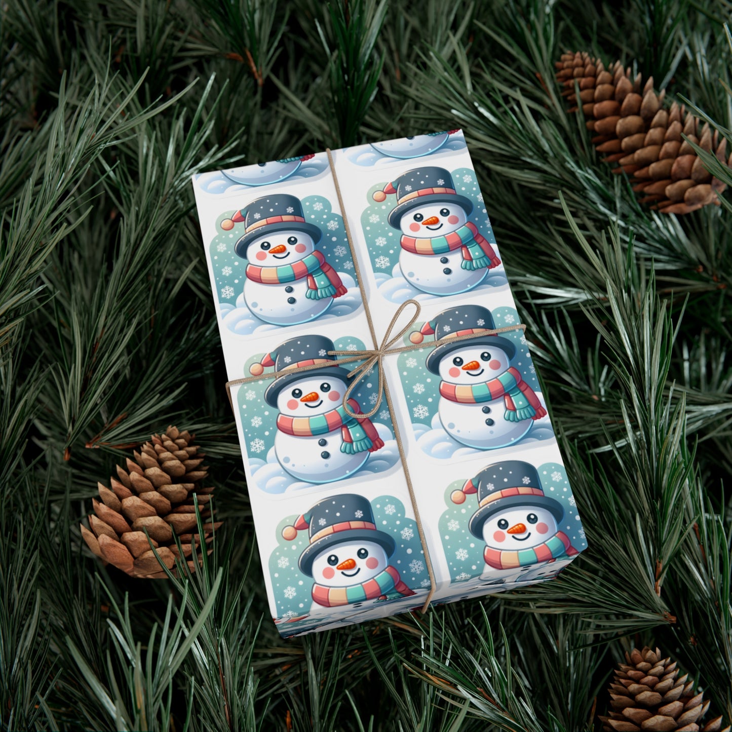 Enchanted Snowman Delight - Pastel Winter Wonderland Wrapping Paper