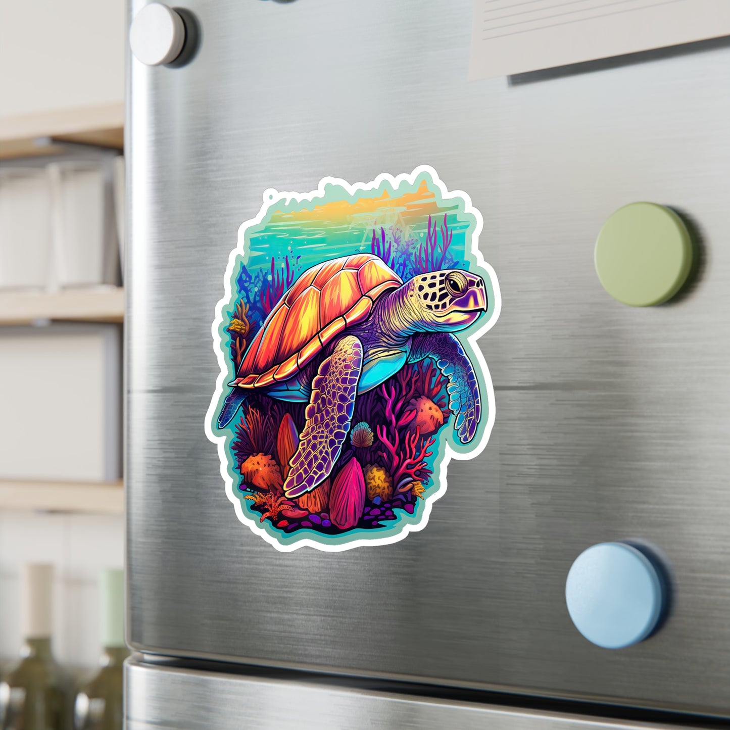 Hawksbill Haven: Coral Reef Anime Sticker