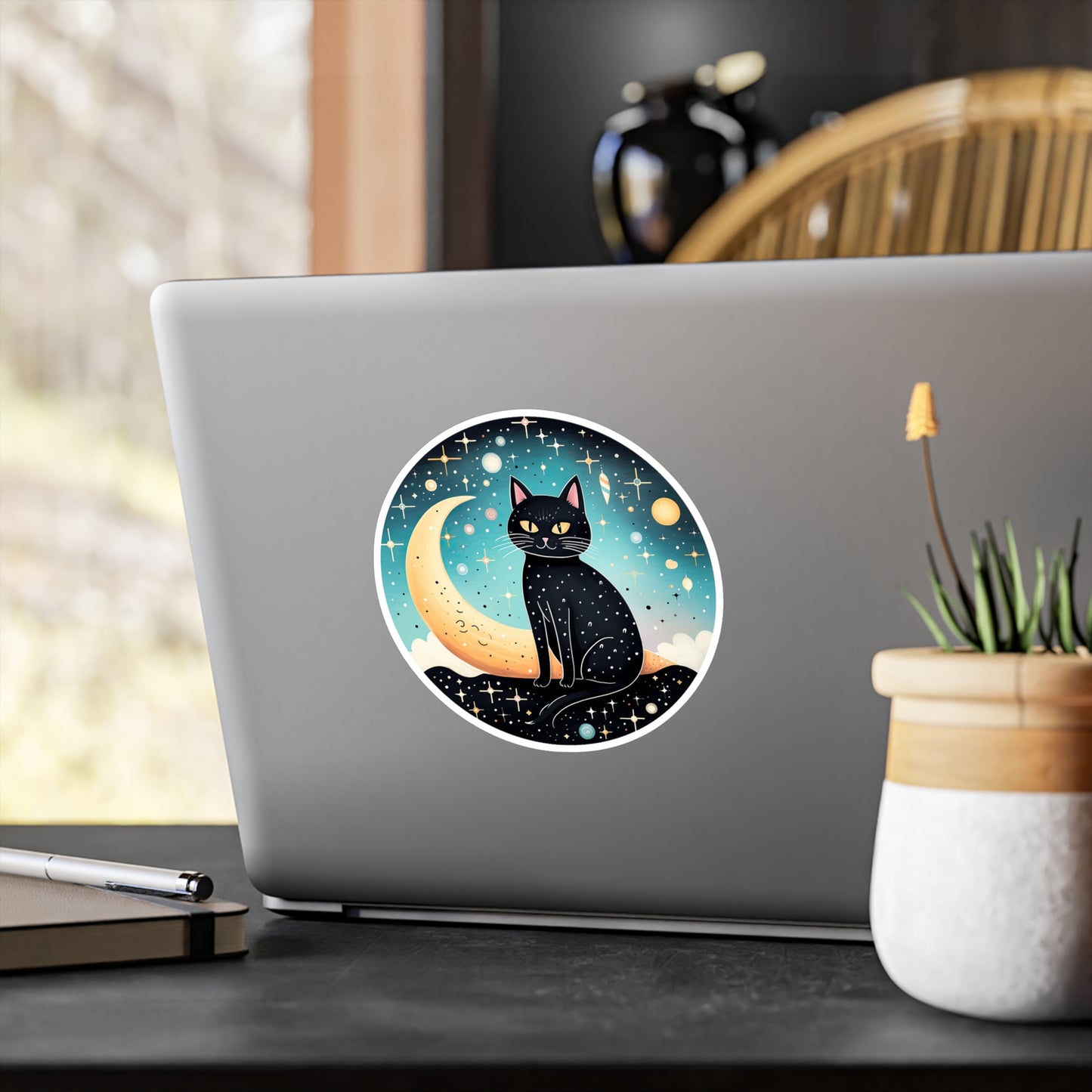 Majestic Luna Kitty on Crescent Sticker
